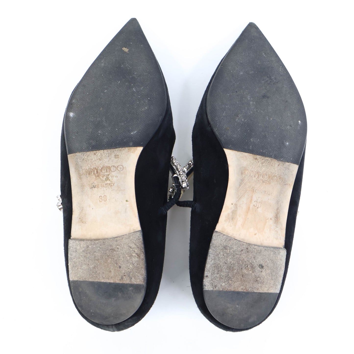 Jimmy Choo Flats Suede Black Crystal 38