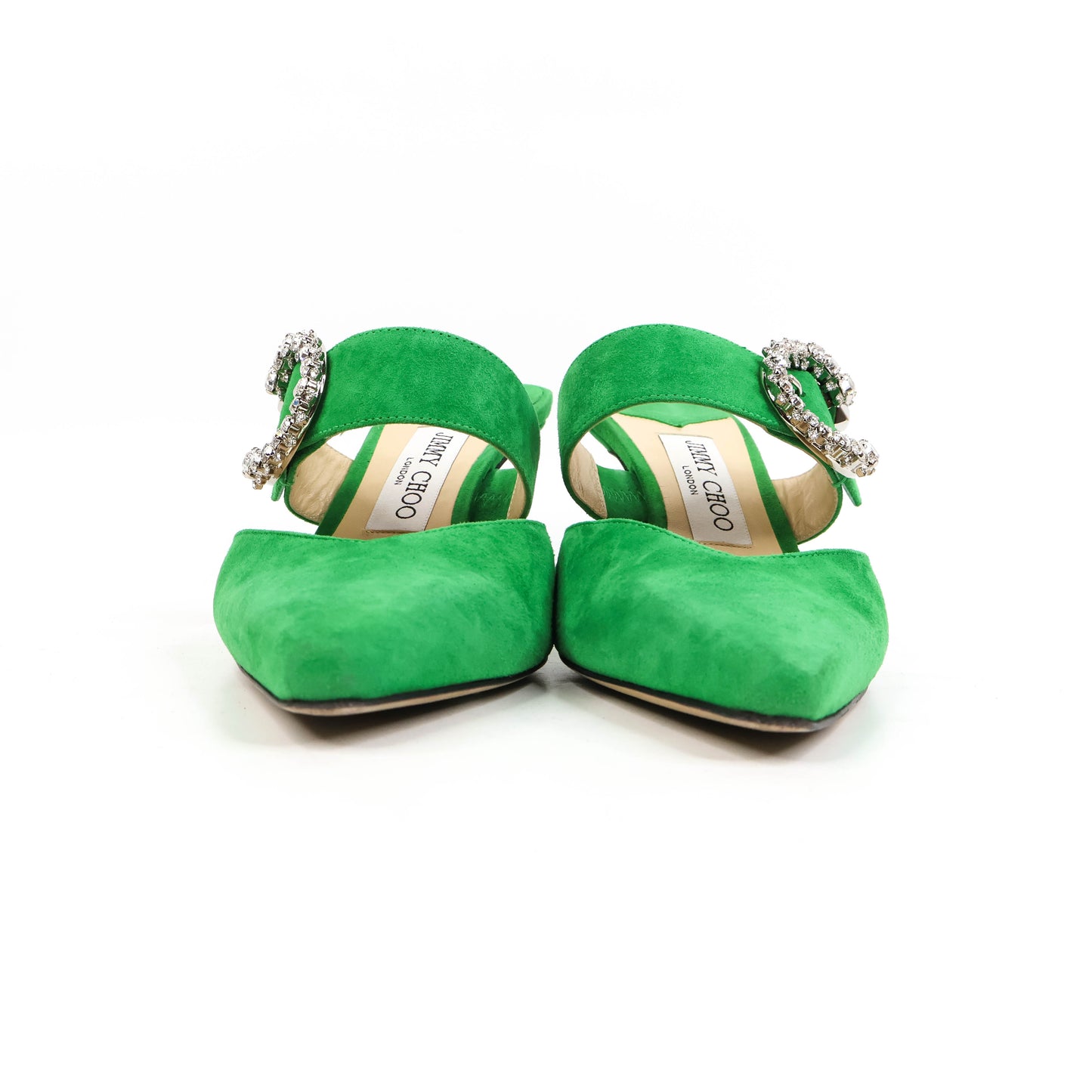 Jimmy Choo Sandals Heels Sude Green Crystal 38