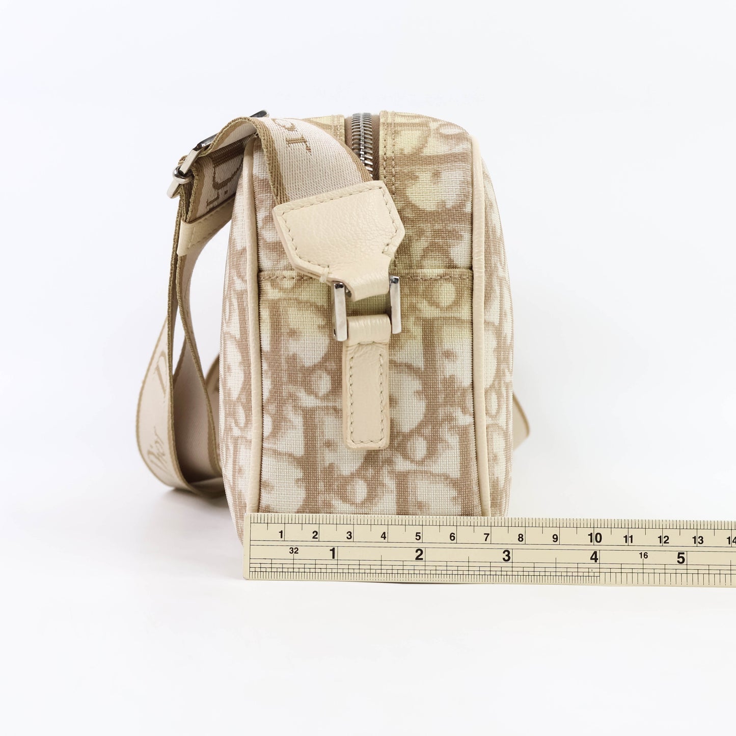 Christian Dior Vintage Crossbody Bag Oblique Beige Flowers