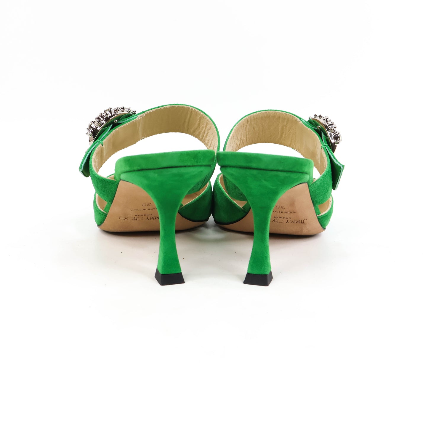 Jimmy Choo Sandals Heels Sude Green Crystal 38