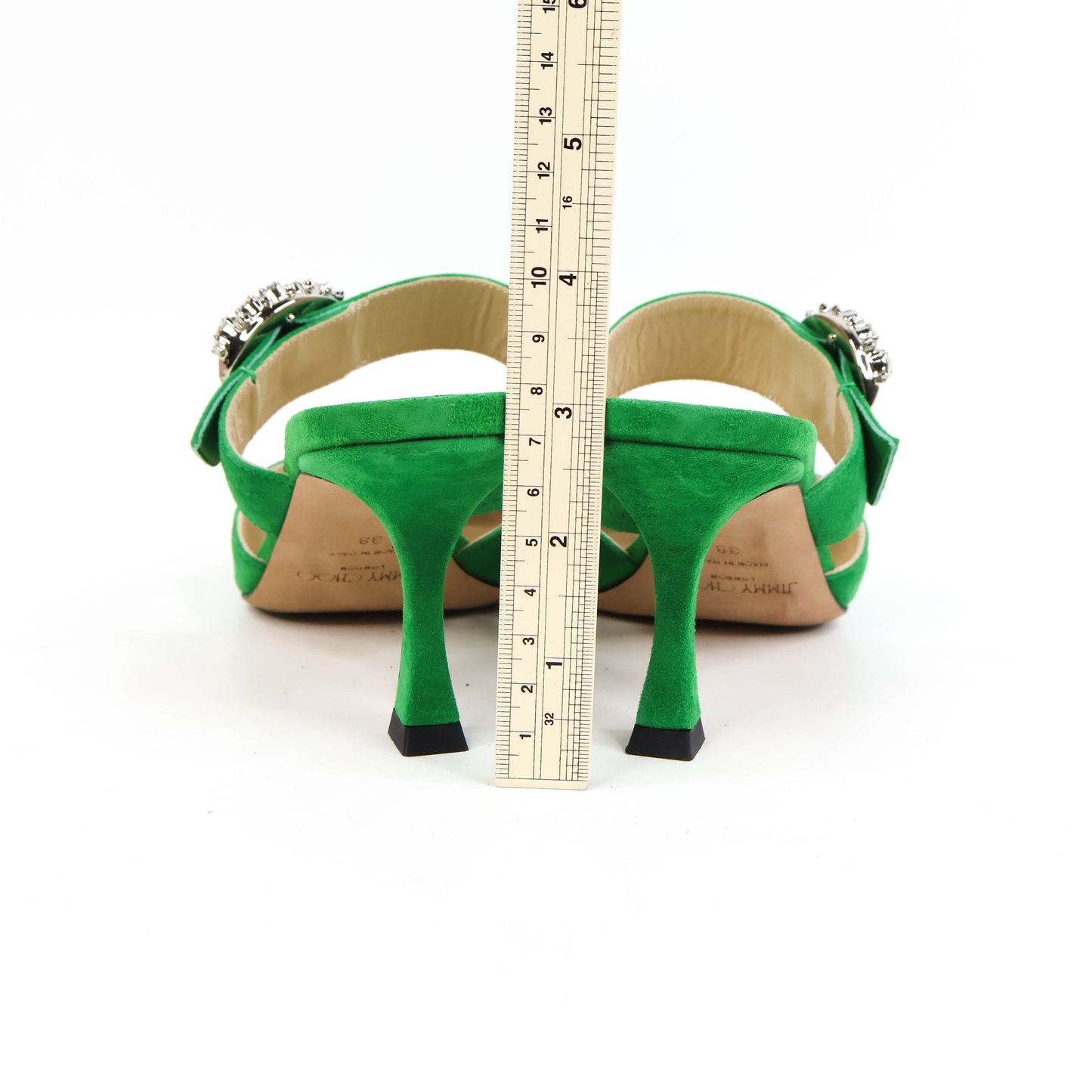 Jimmy Choo Sandals Heels Sude Green Crystal 38