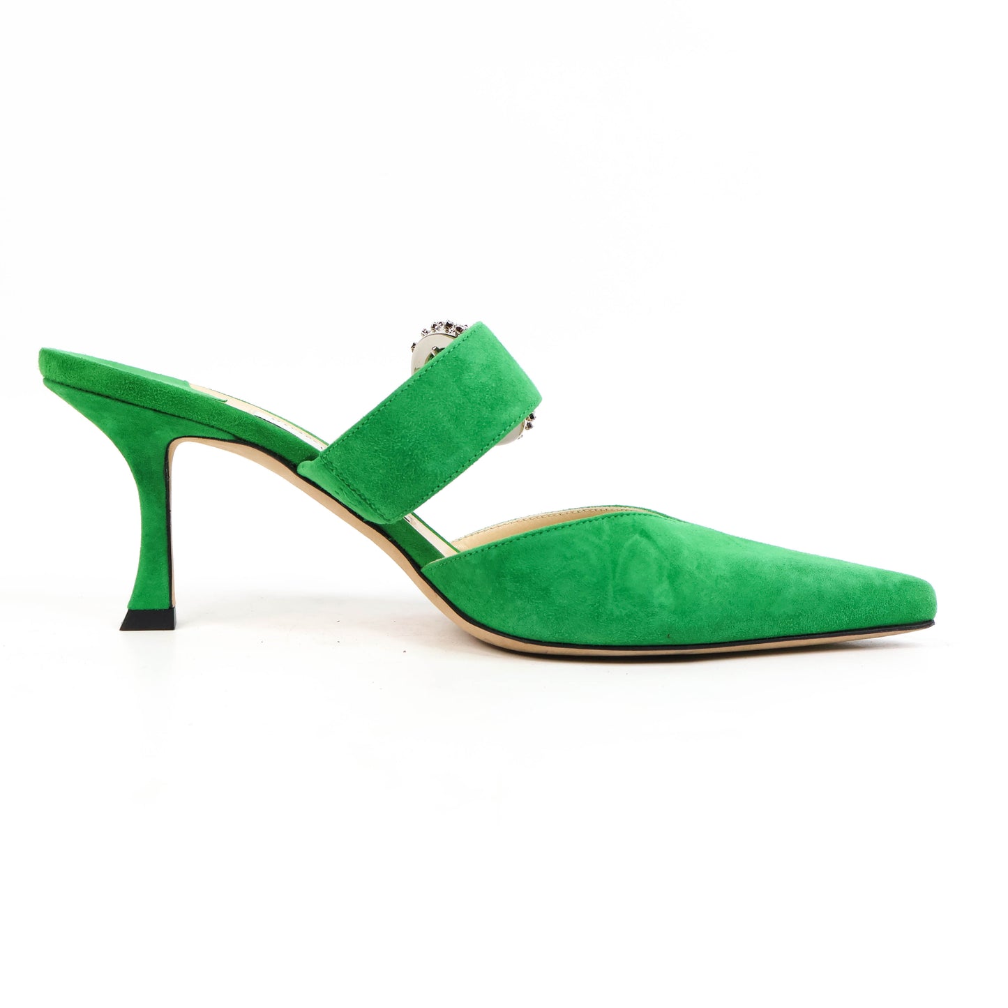 Jimmy Choo Sandals Heels Sude Green Crystal 38