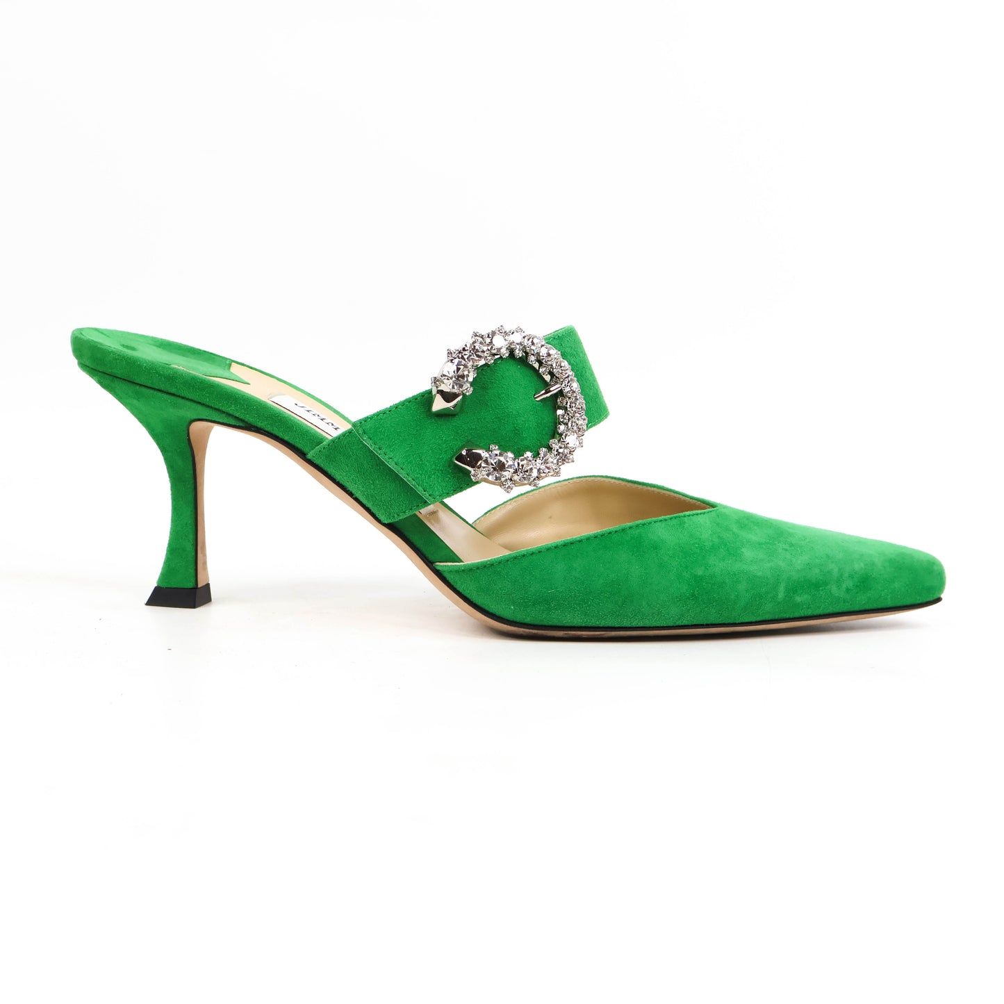 Jimmy Choo Sandals Heels Sude Green Crystal 38