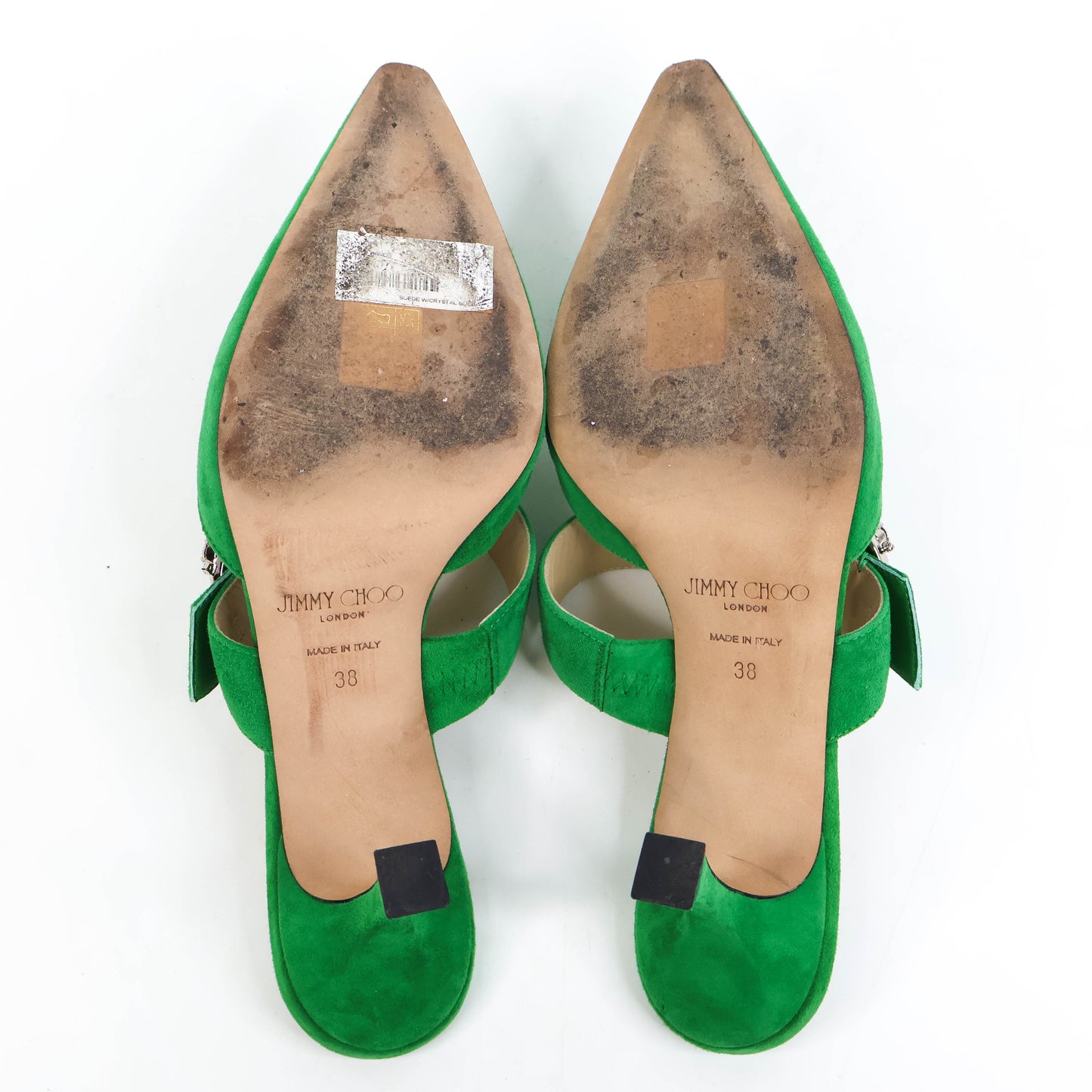 Jimmy Choo Sandals Heels Sude Green Crystal 38