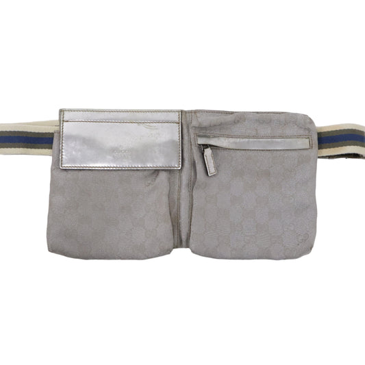 Gucci Belt Bag Two Pocket Canvas Silver