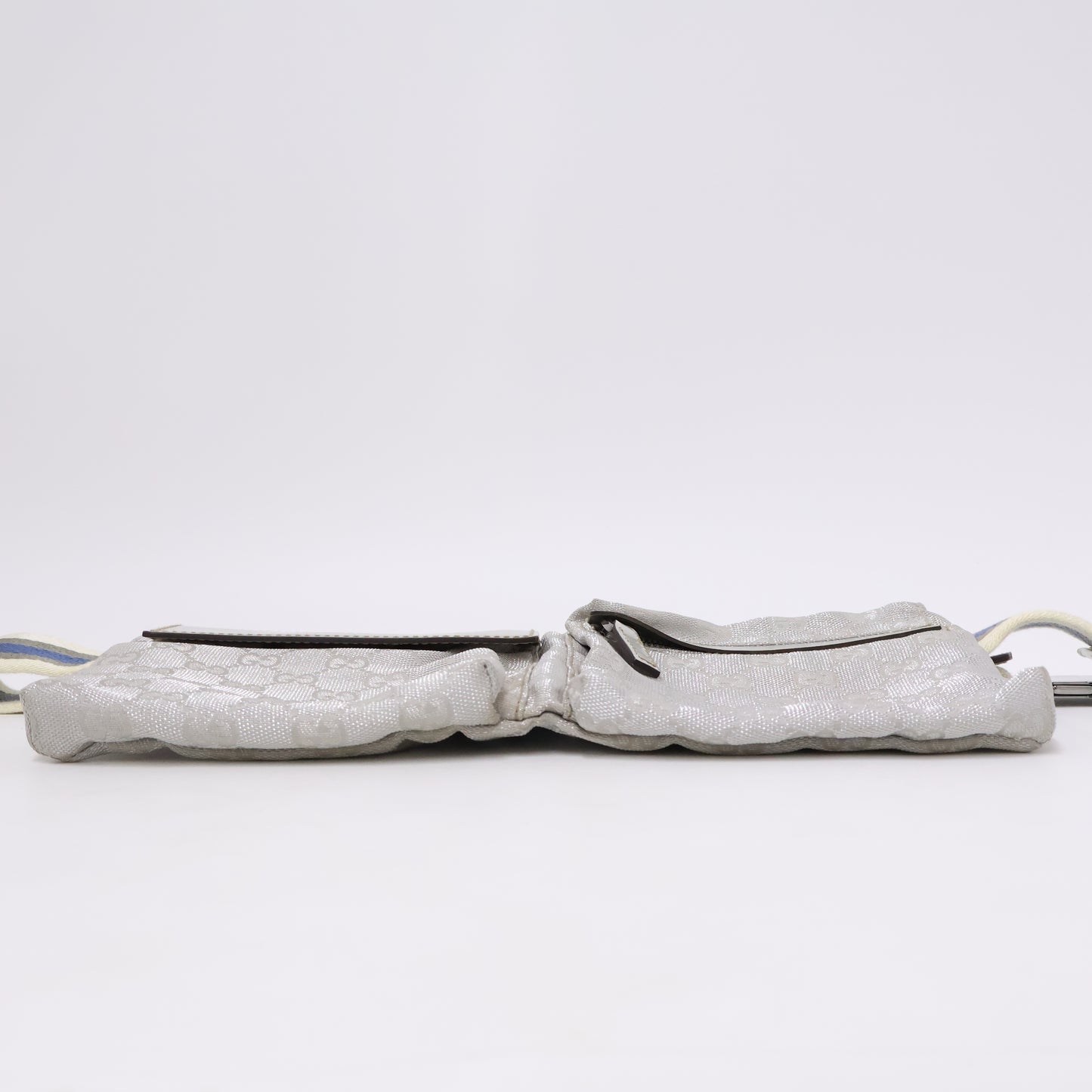 Gucci Belt Bag Two Pocket Canvas Silver