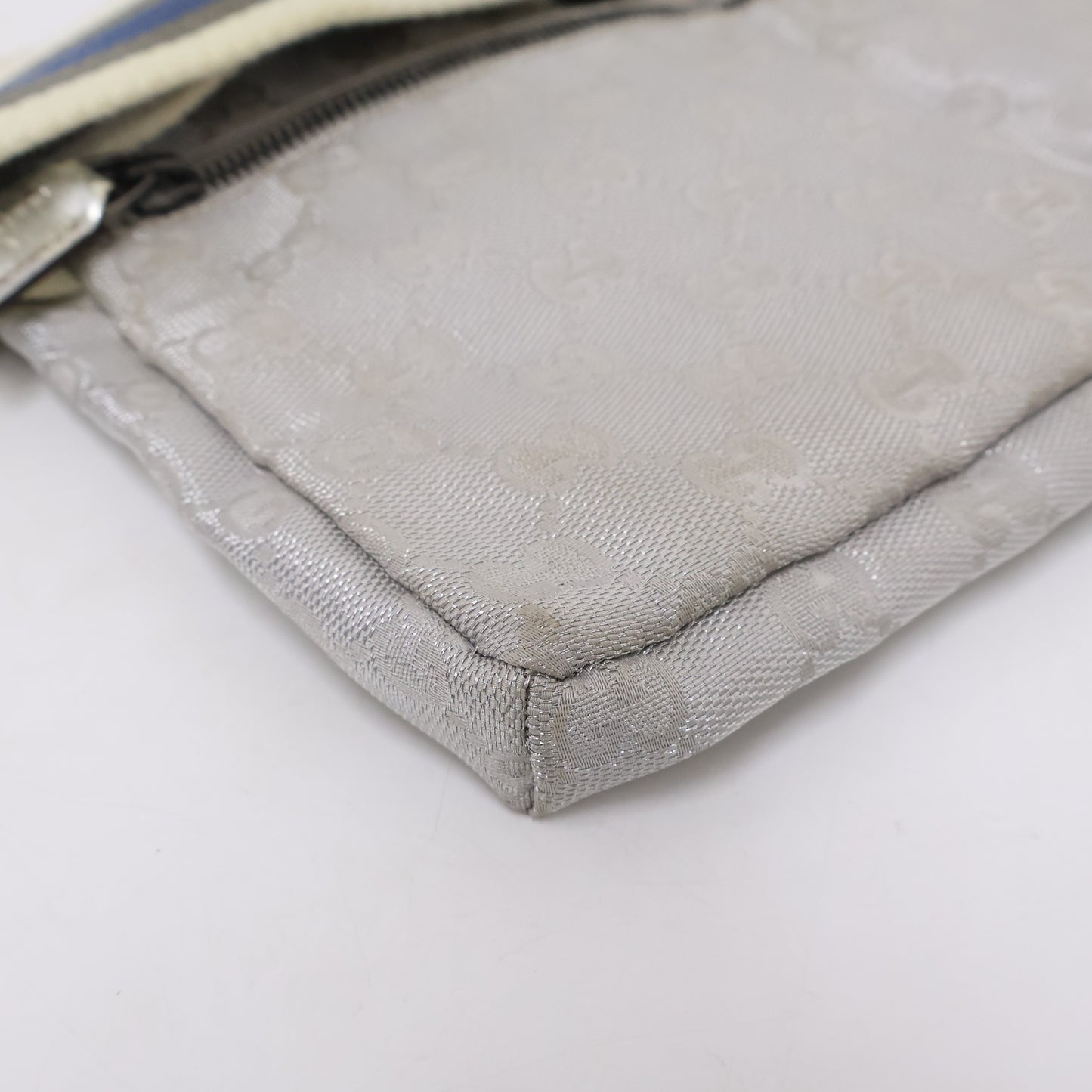 Gucci Belt Bag Two Pocket Canvas Silver