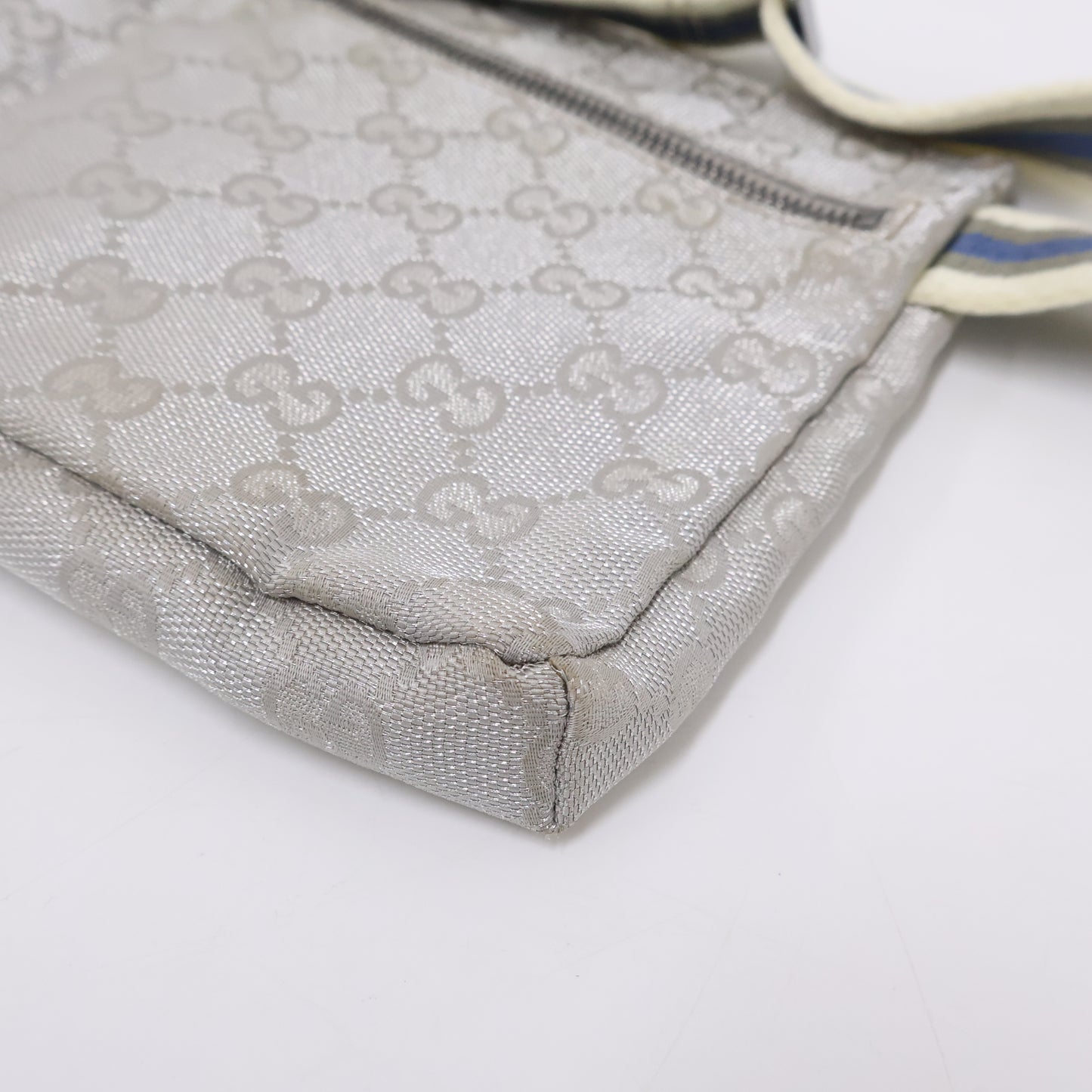 Gucci Belt Bag Two Pocket Canvas Silver