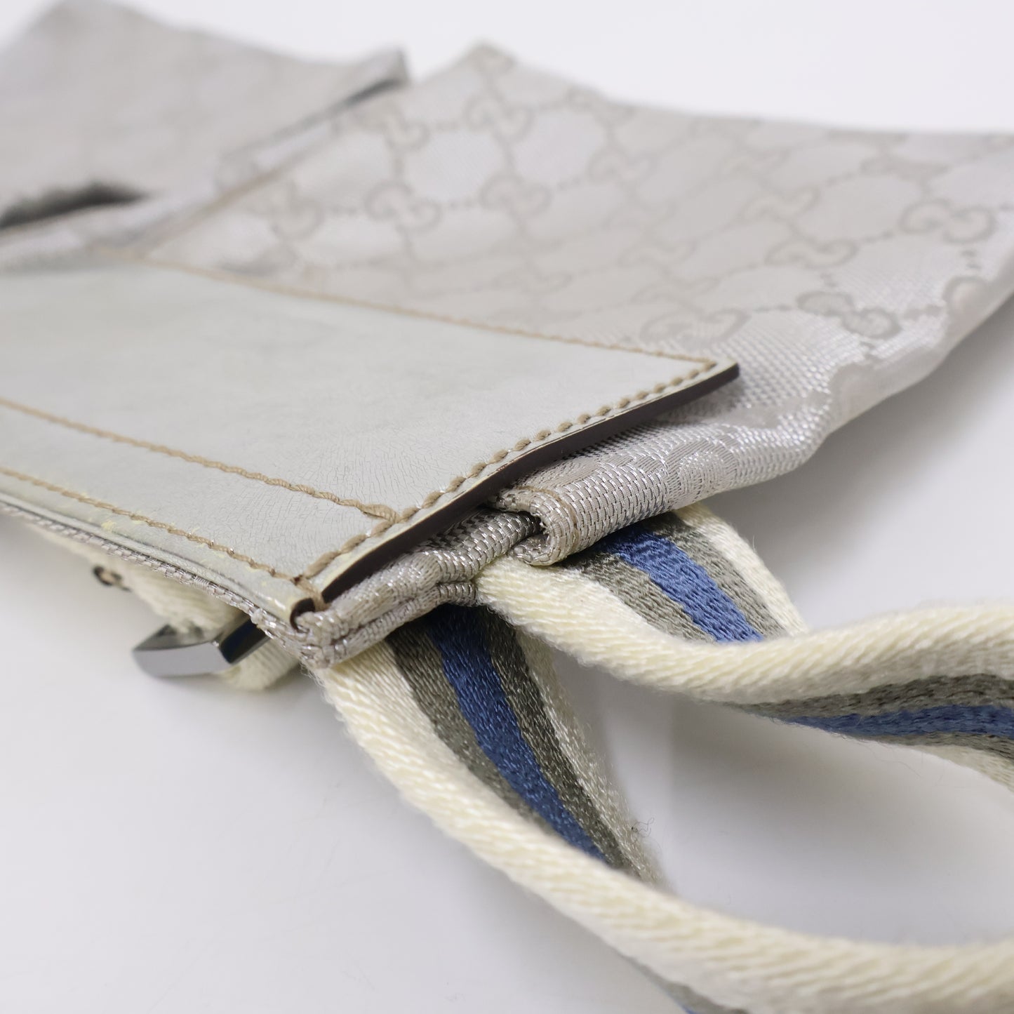 Gucci Belt Bag Two Pocket Canvas Silver