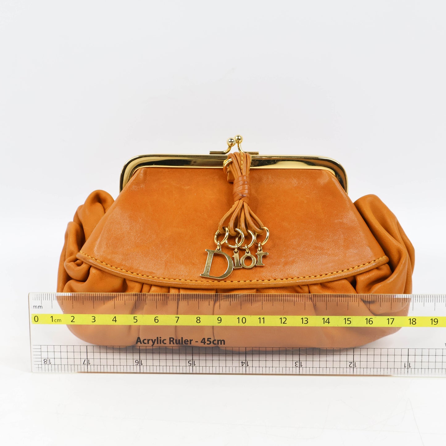 Christian Dior Vintage Clutch Bag Leather Brown