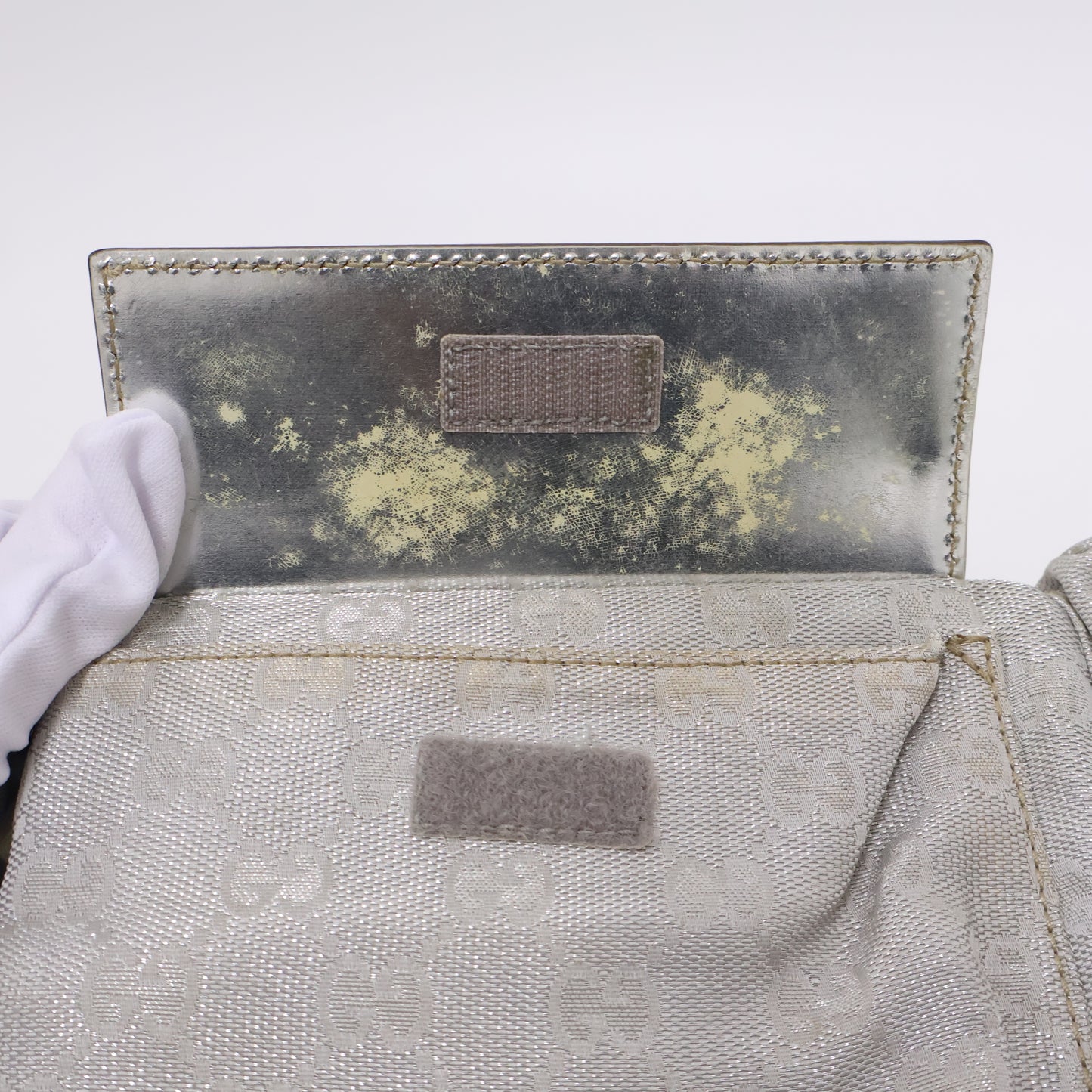 Gucci Belt Bag Two Pocket Canvas Silver