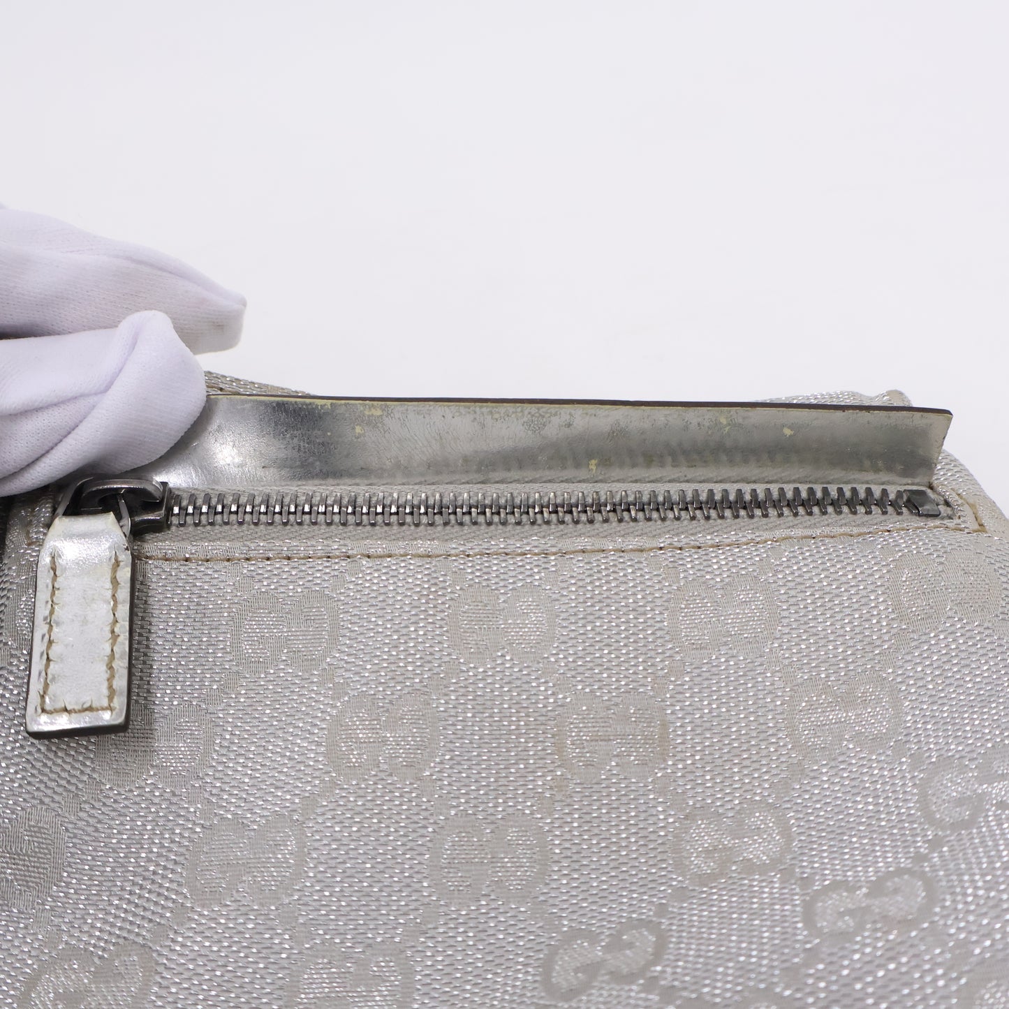 Gucci Belt Bag Two Pocket Canvas Silver