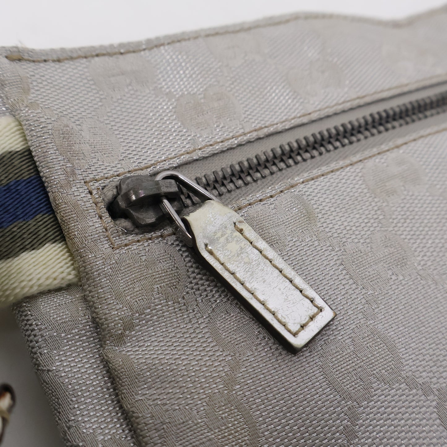 Gucci Belt Bag Two Pocket Canvas Silver