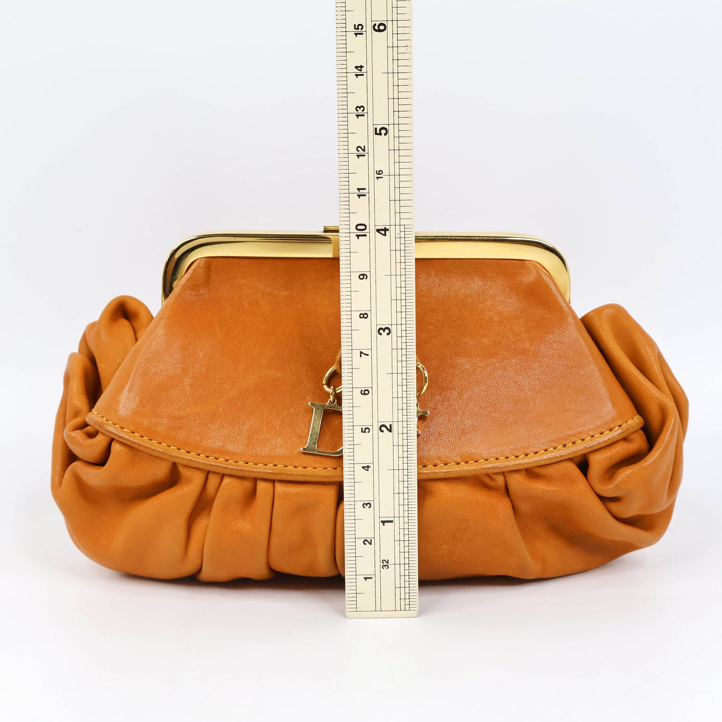 Christian Dior Vintage Clutch Bag Leather Brown