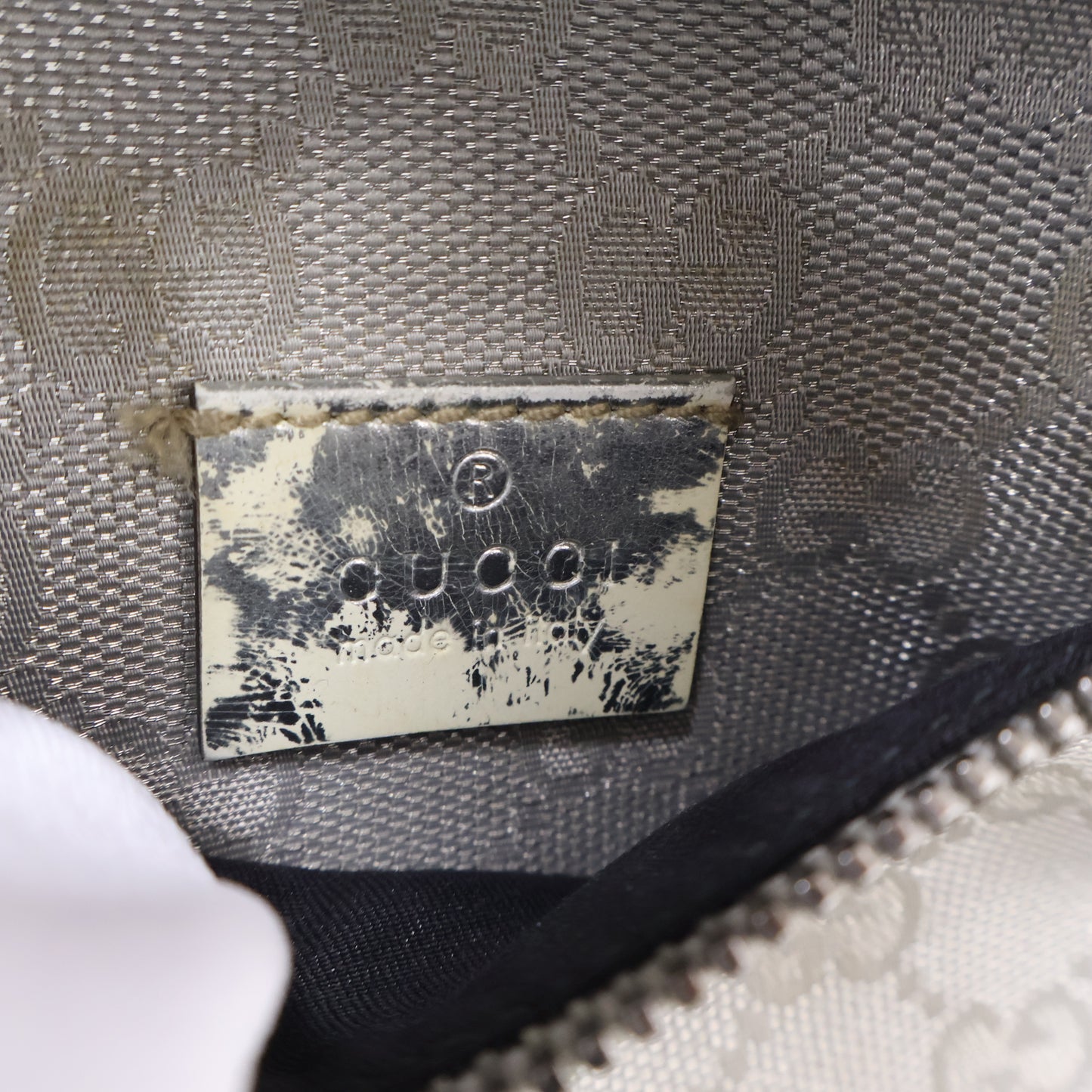 Gucci Belt Bag Two Pocket Canvas Silver