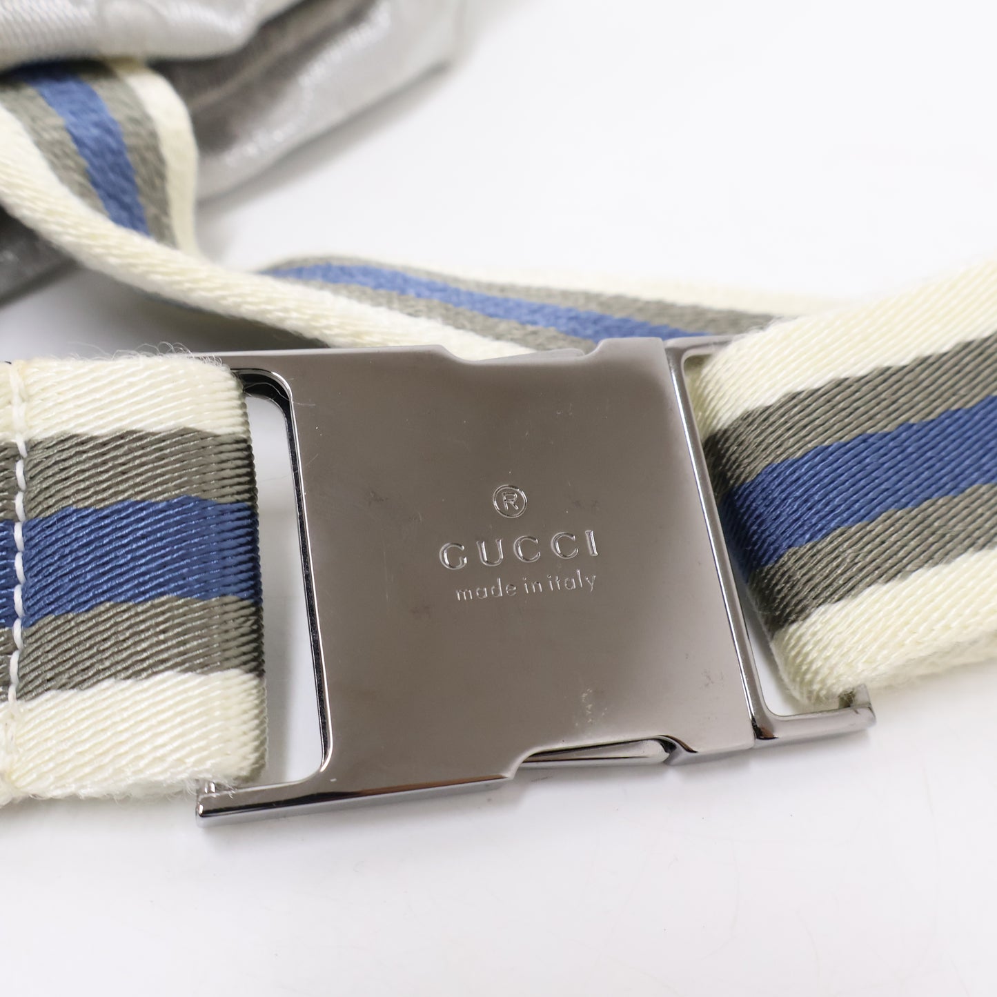 Gucci Belt Bag Two Pocket Canvas Silver