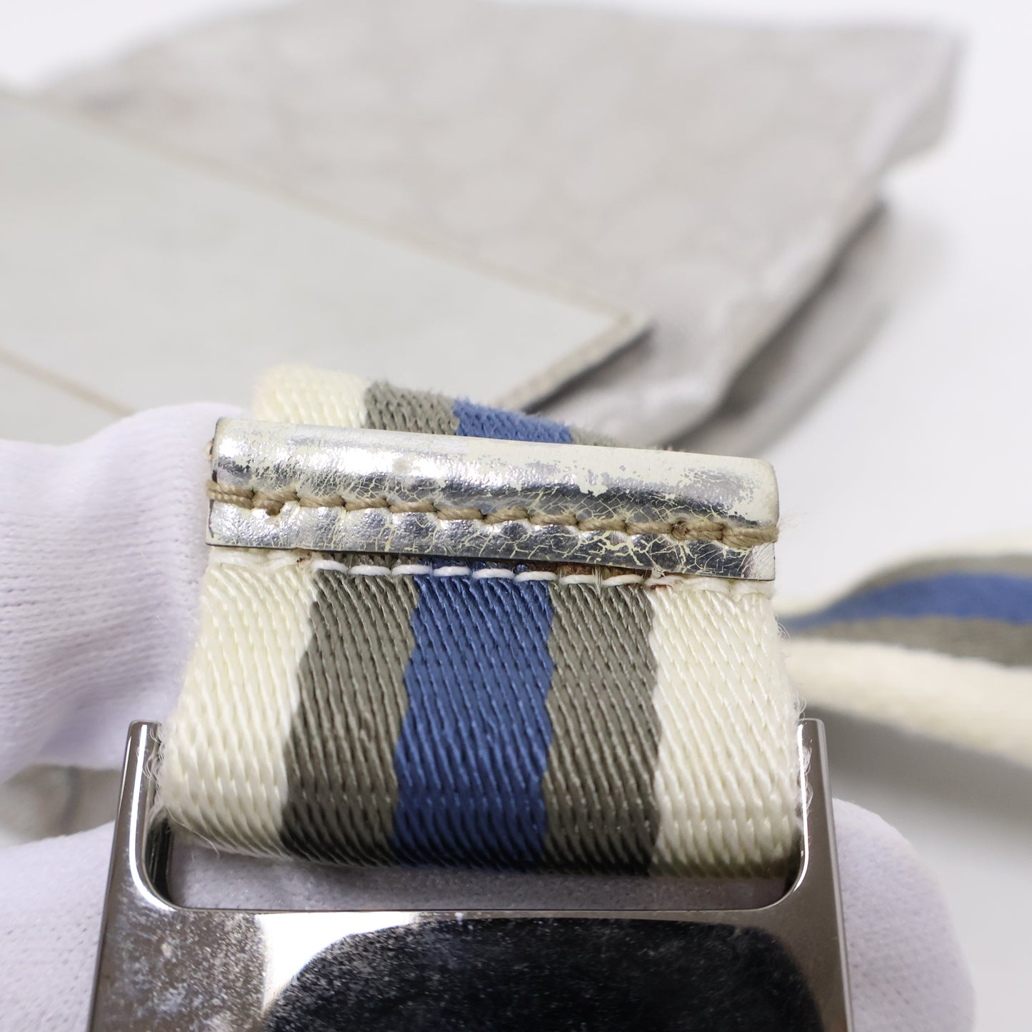 Gucci Belt Bag Two Pocket Canvas Silver