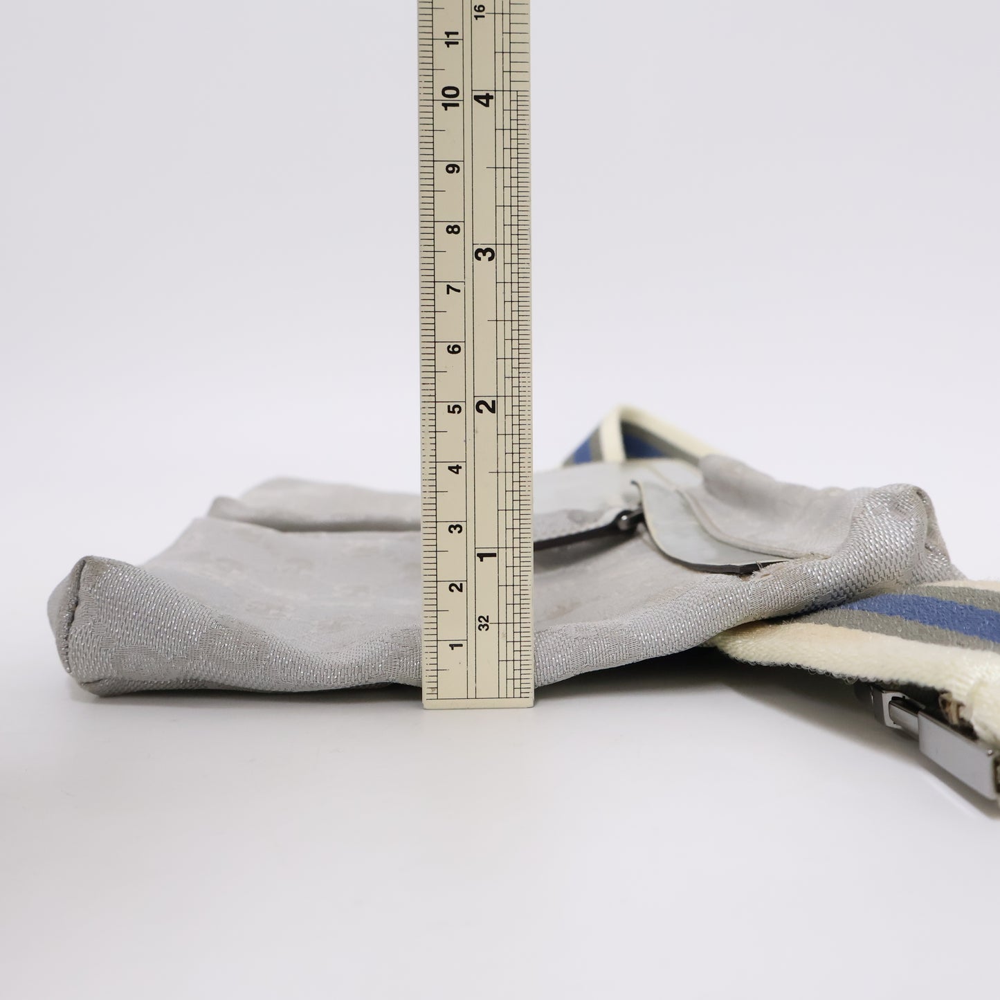 Gucci Belt Bag Two Pocket Canvas Silver