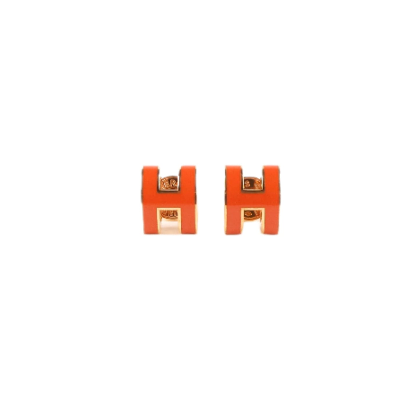 Hermes Mini Pop H Earrings Orange GHW