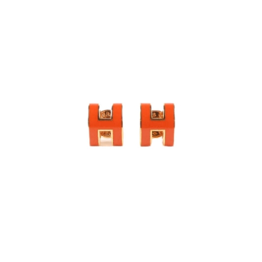 Hermes Mini Pop H Earrings Orange GHW