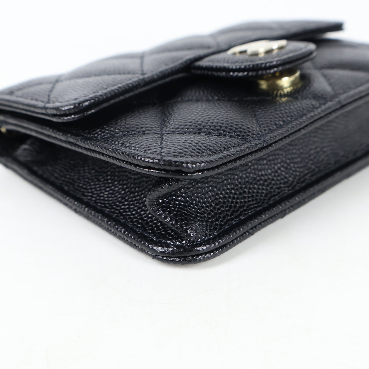 Chanel Card Holder On Chain Black Caviar GHW