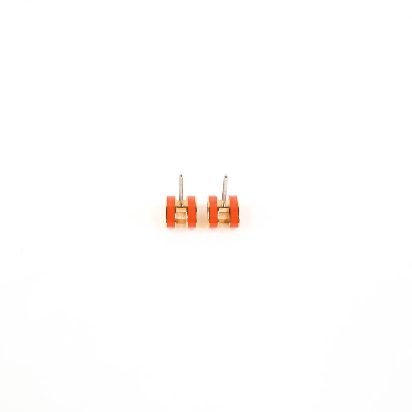 Hermes Mini Pop H Earrings Orange GHW