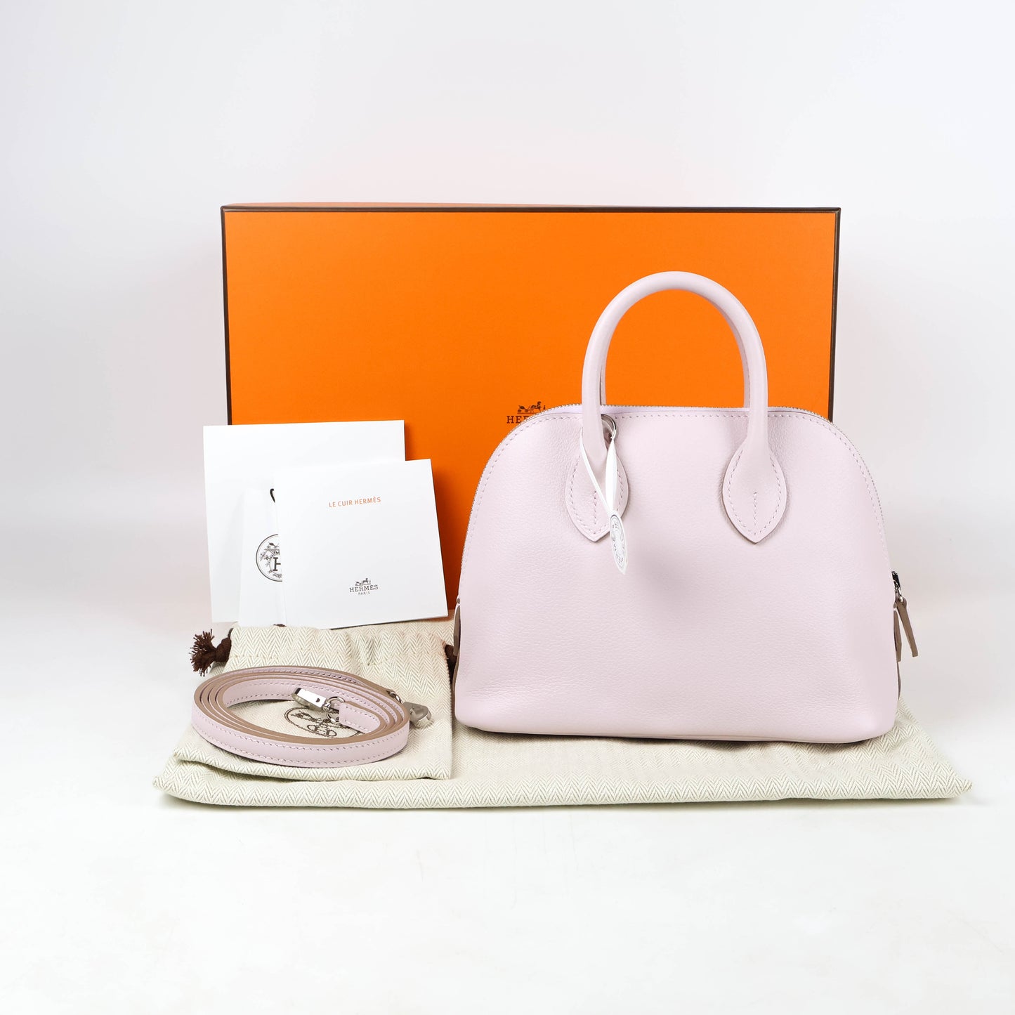 Hermes Bolide 1923 Mini Mauve Pale Evercolor PHW