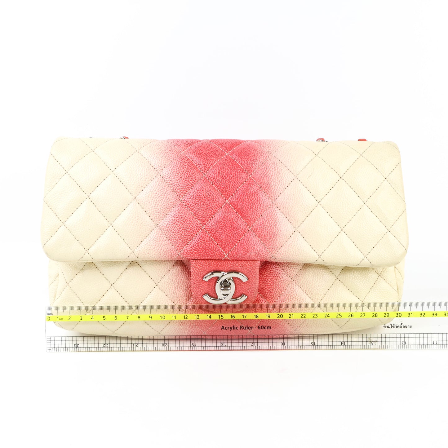 Chanel Flap Quilted Ombre White Red Caviar SHW