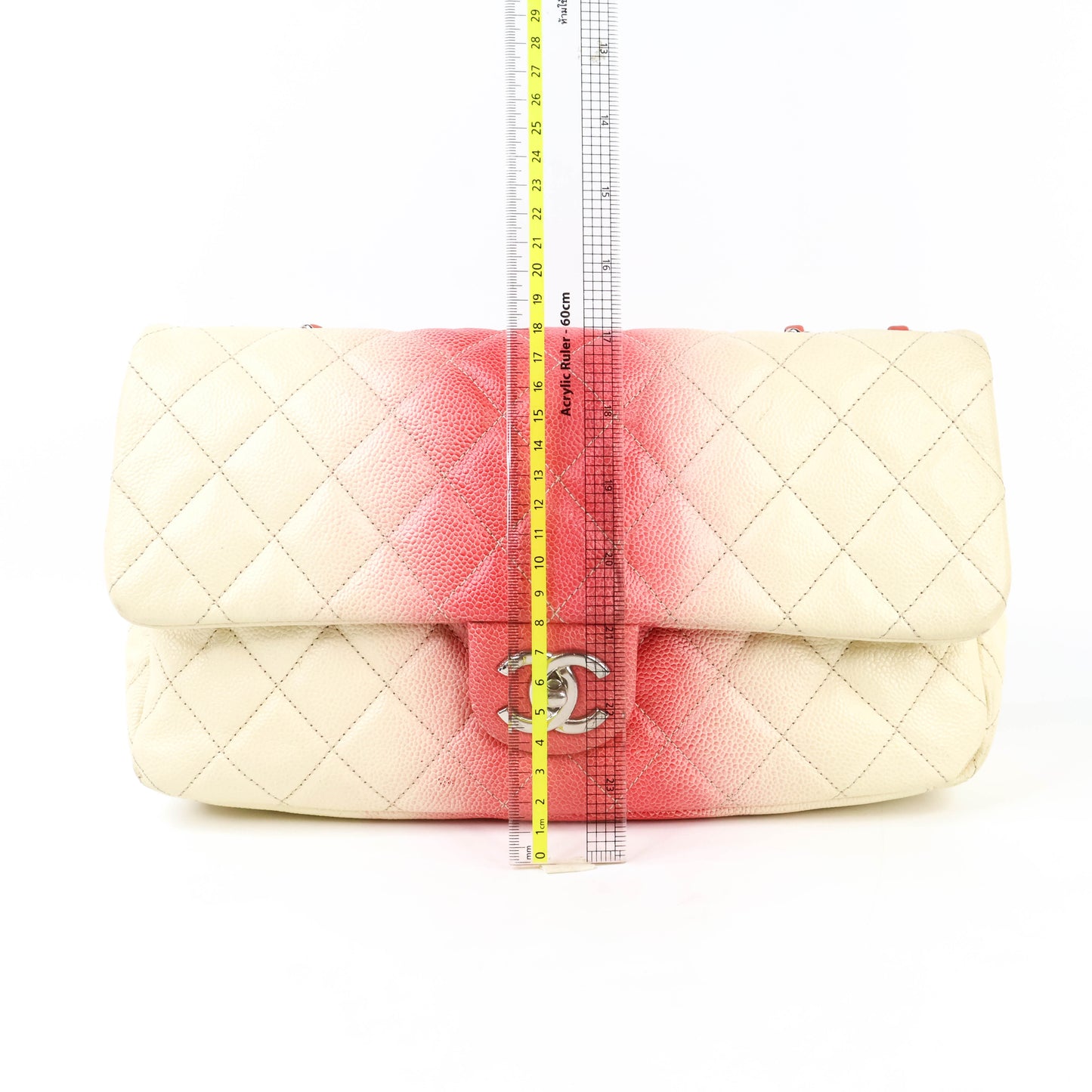 Chanel Flap Quilted Ombre White Red Caviar SHW