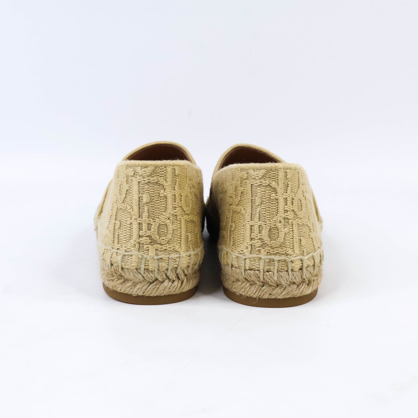 Dior Granville Espadrille Natural Raffia Beige Logo Black 37