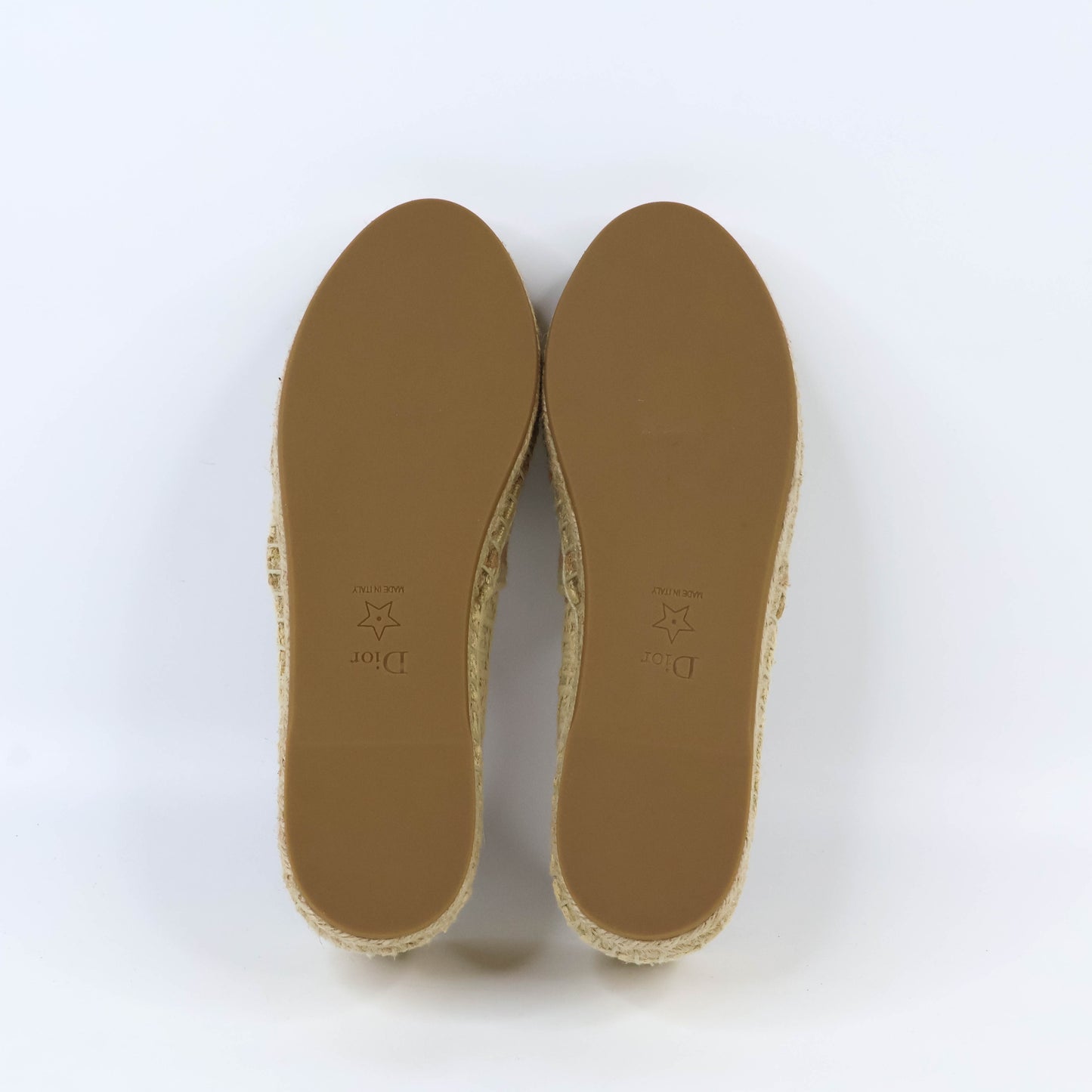 Dior Granville Espadrille Natural Raffia Beige Logo Black 37