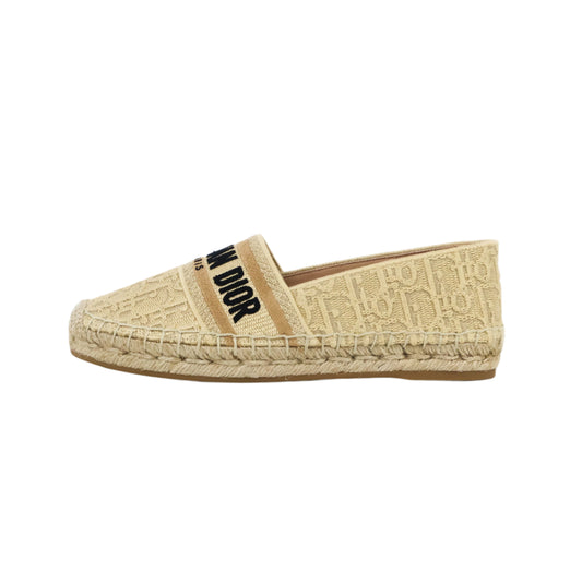 Dior Granville Espadrille Natural Raffia Beige Logo Black 37