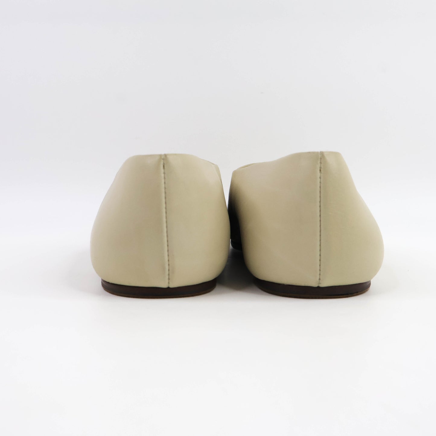 The Row Square Toe Leather Flats Light Beige 38