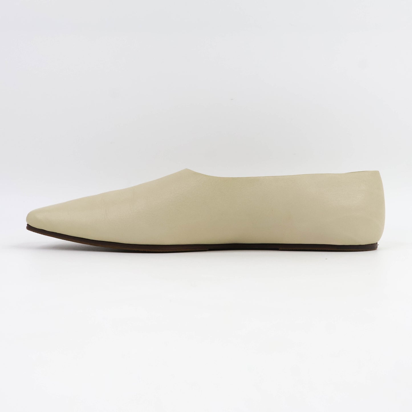 The Row Square Toe Leather Flats Light Beige 38