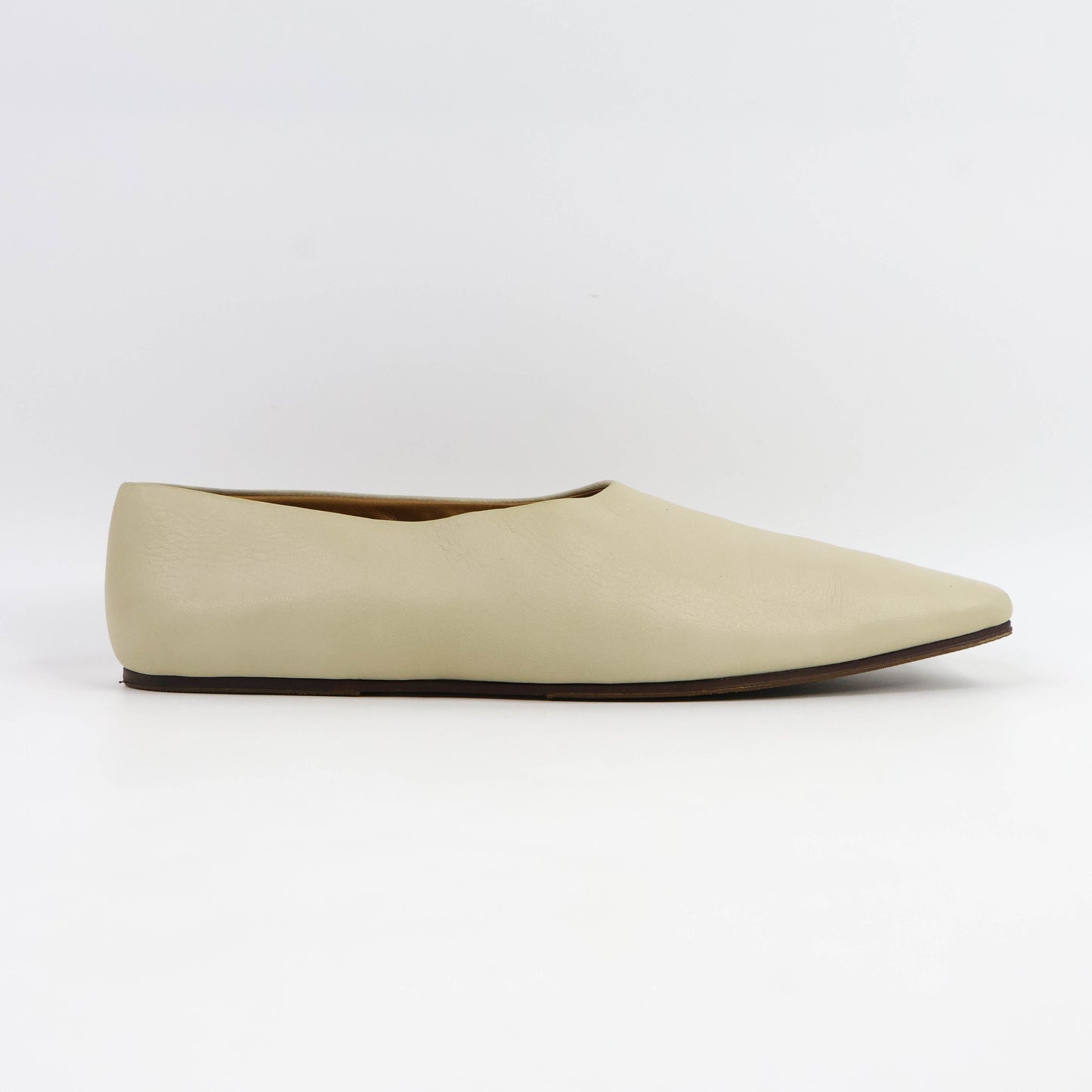 The Row Square Toe Leather Flats Light Beige 38