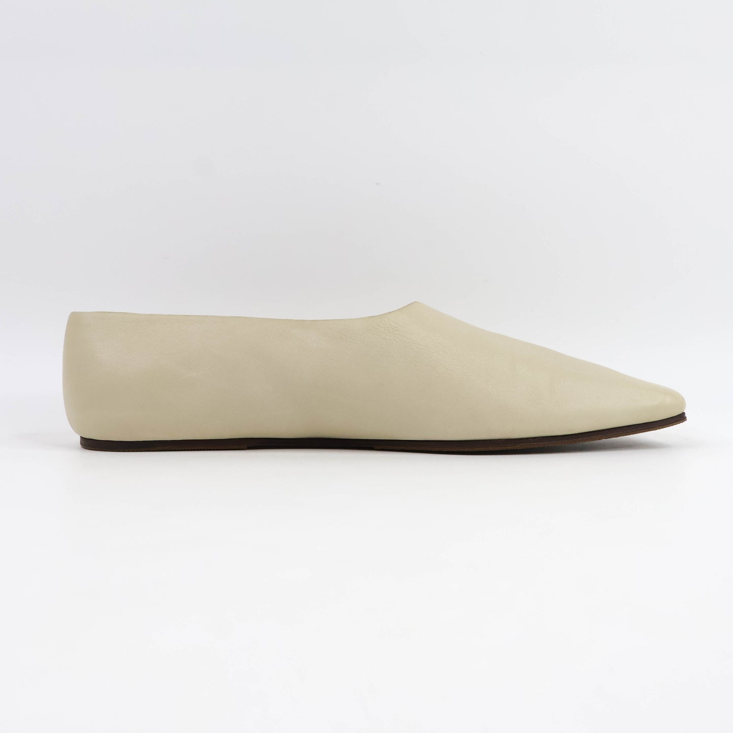 The Row Square Toe Leather Flats Light Beige 38