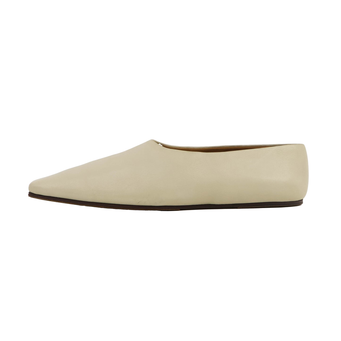 The Row Square Toe Leather Flats Light Beige 38