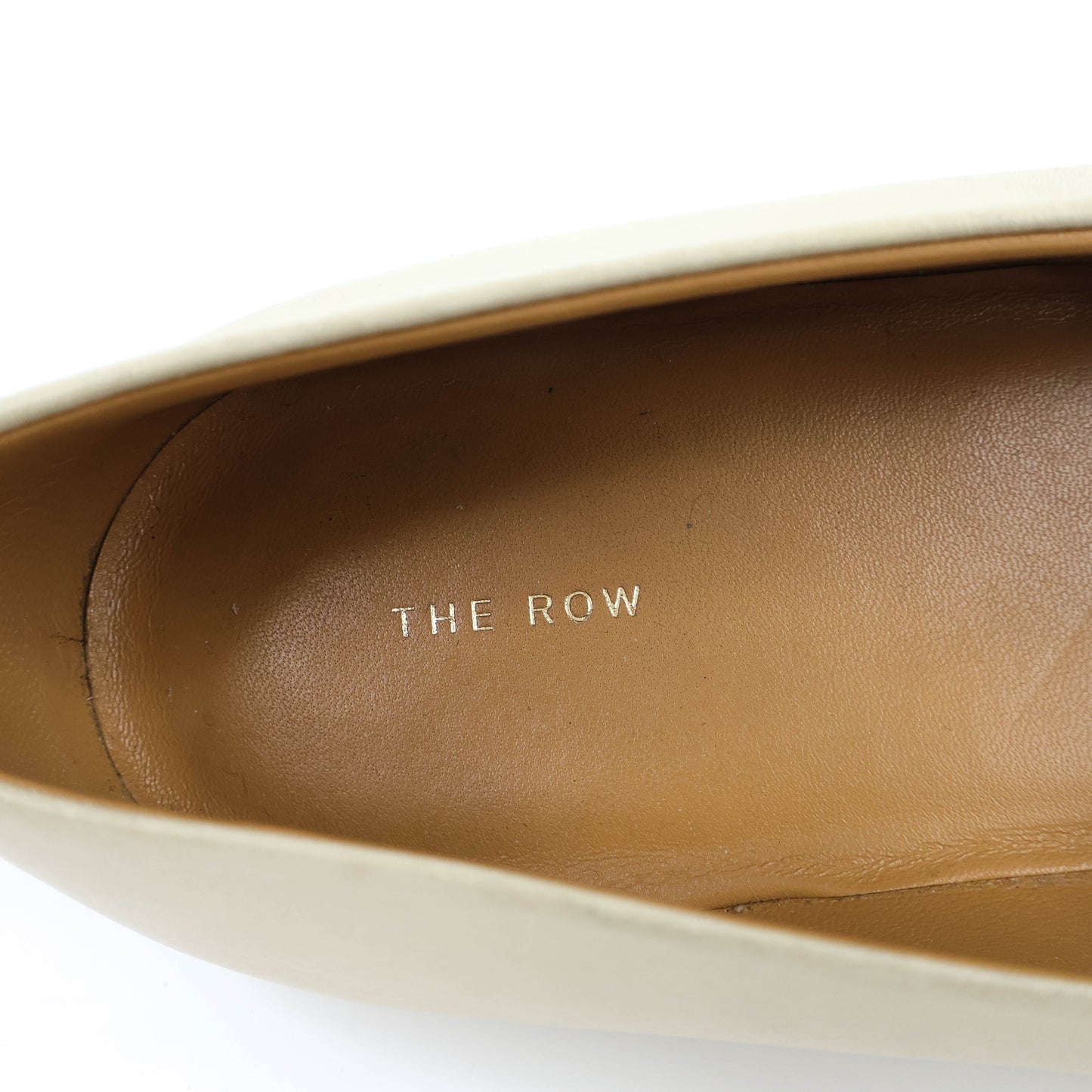 The Row Square Toe Leather Flats Light Beige 38