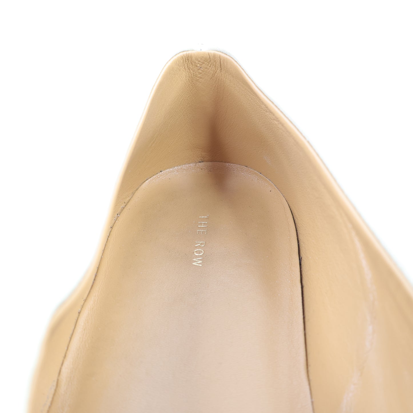 The Row Square Toe Leather Flats Light Beige 38