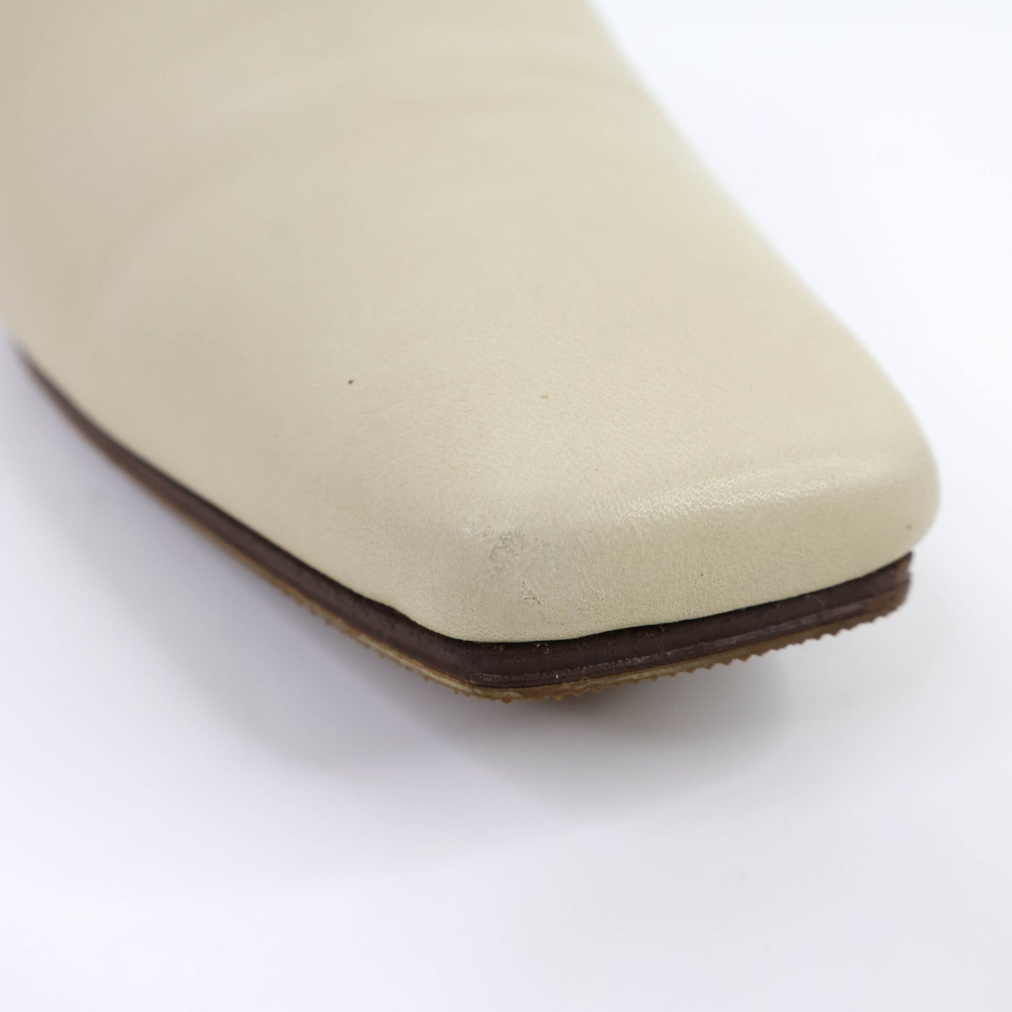 The Row Square Toe Leather Flats Light Beige 38