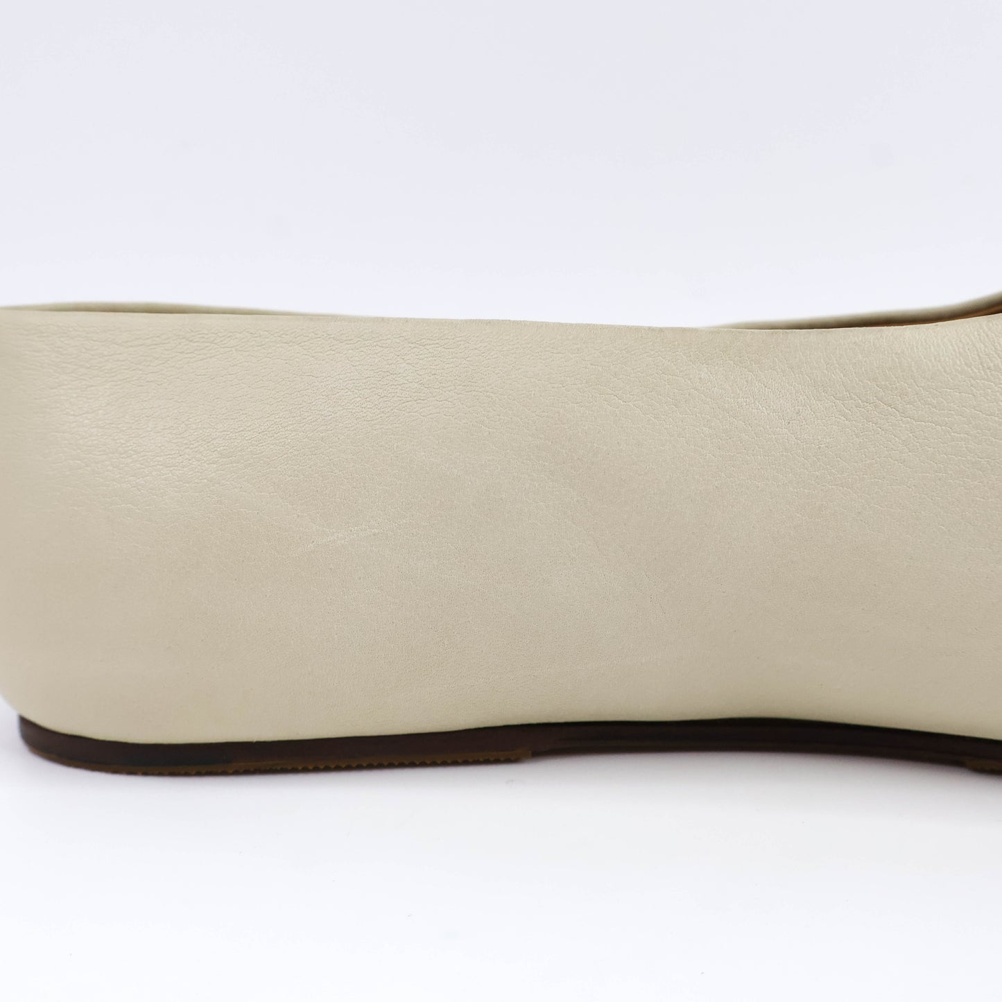 The Row Square Toe Leather Flats Light Beige 38