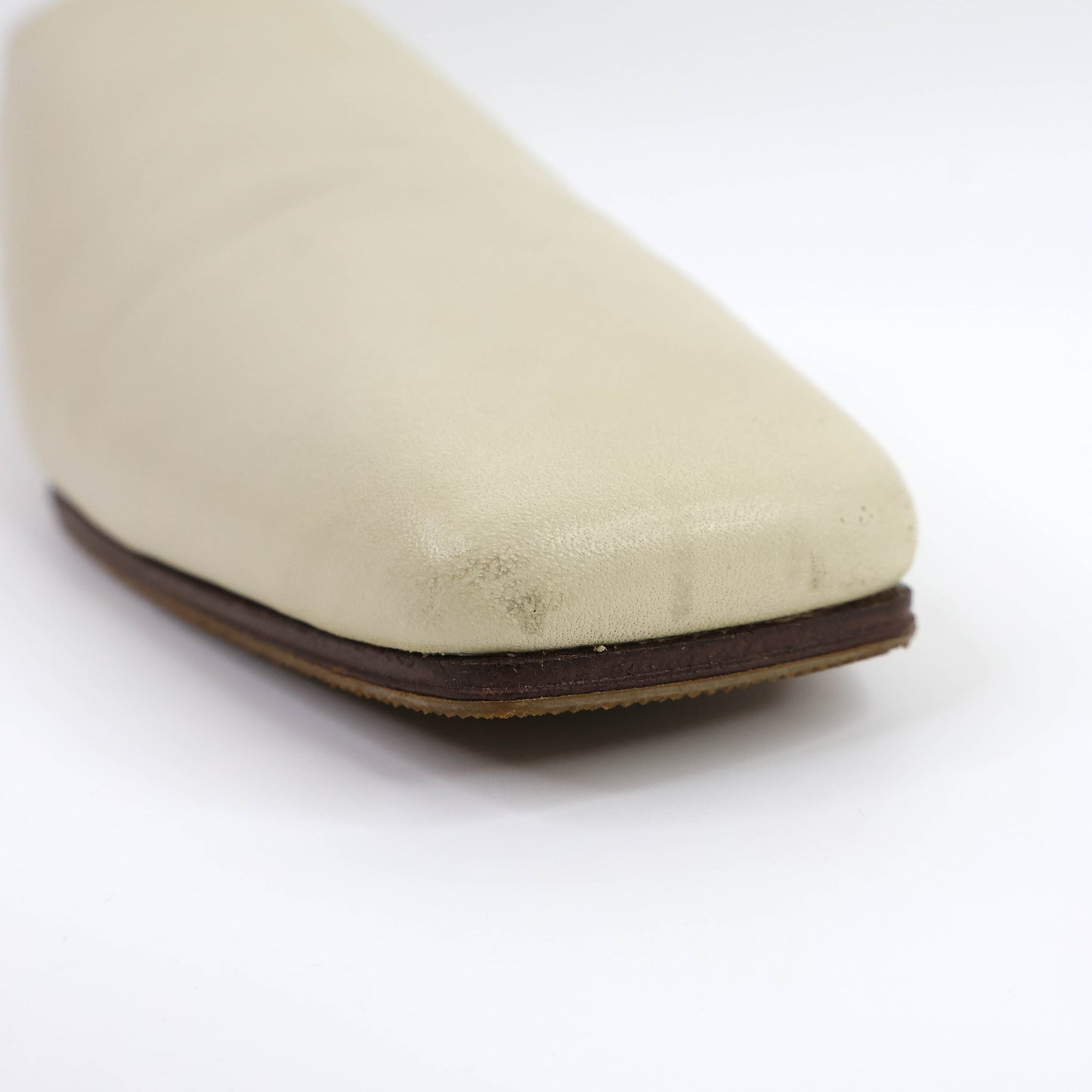 The Row Square Toe Leather Flats Light Beige 38