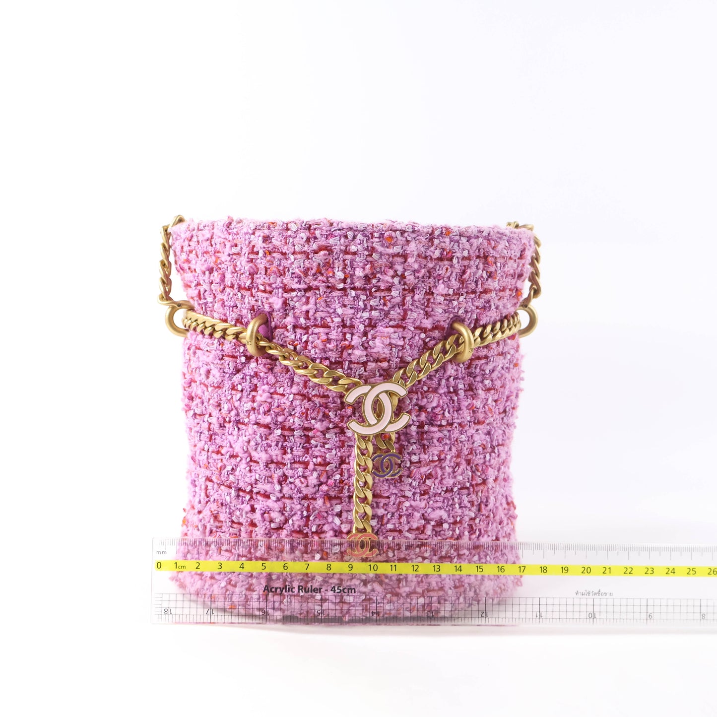 Chanel Bucket Tweed Pink GHW