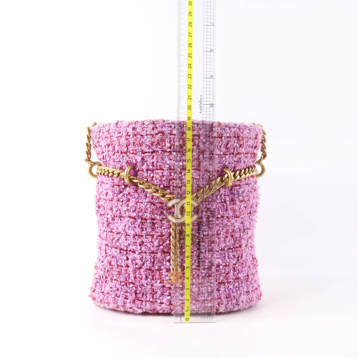 Chanel Bucket Tweed Pink GHW