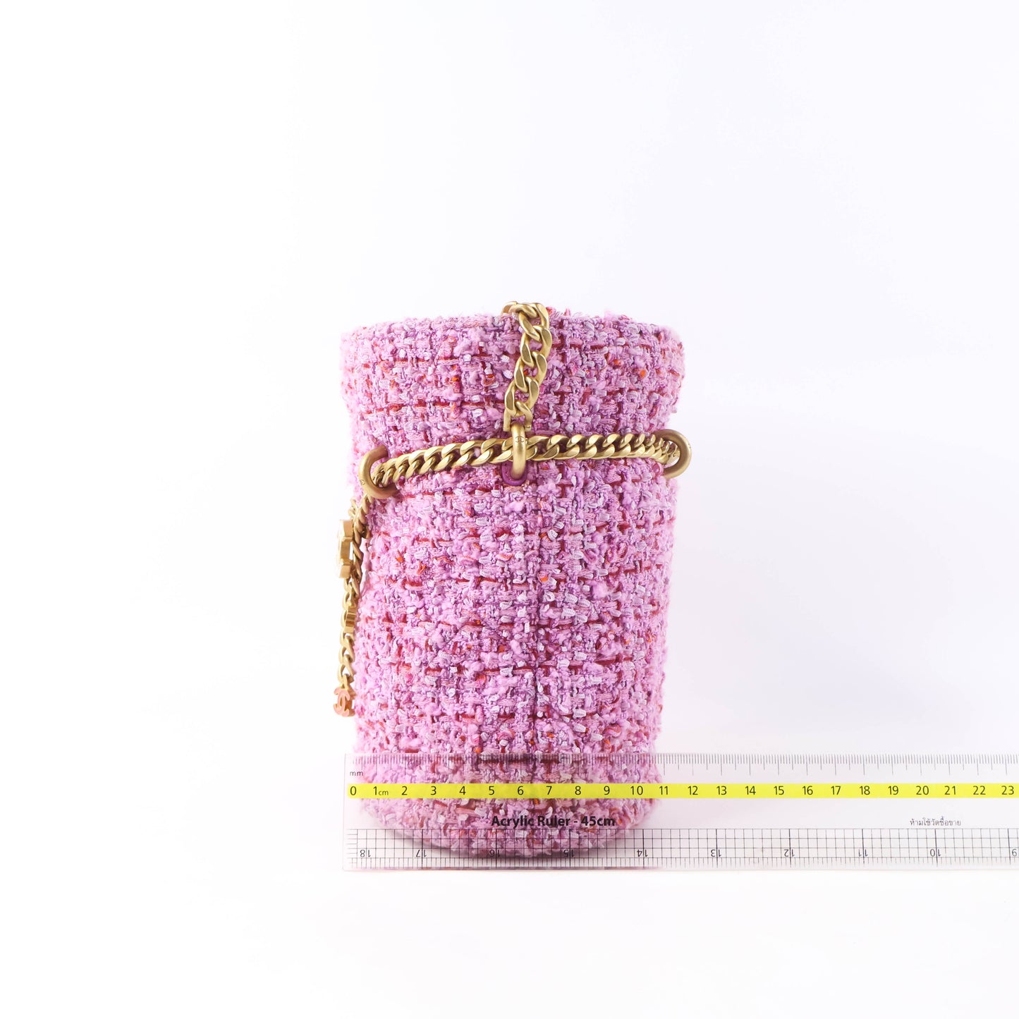 Chanel Bucket Tweed Pink GHW