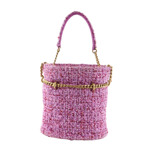 Chanel Bucket Tweed Pink GHW