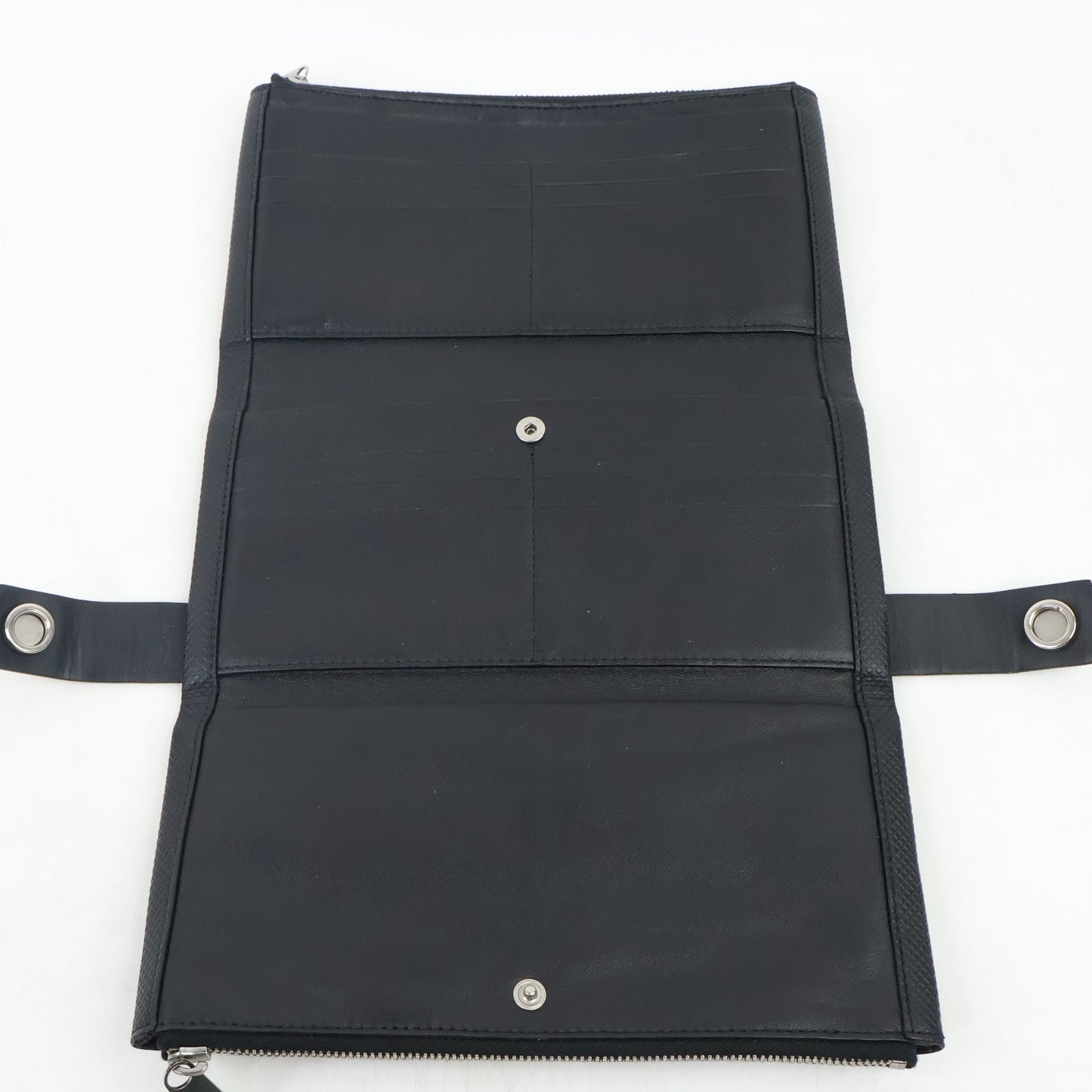 Bottega Veneta Long Wallet Tri-Fold Zip Black