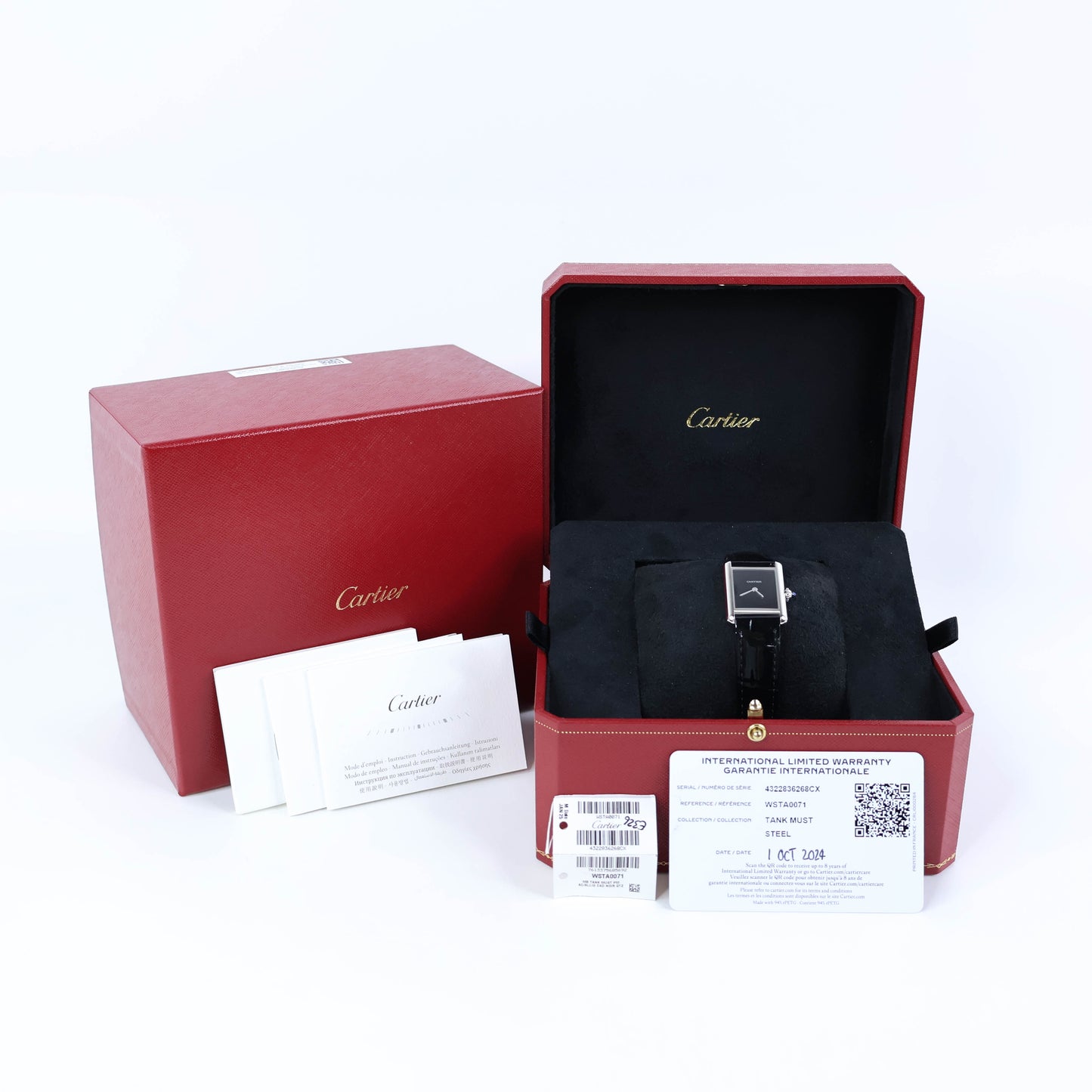 Cartier Watch Tank Must PM Alligator Black Steel