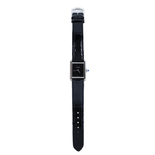 Cartier Watch Tank Must PM Alligator Black Steel