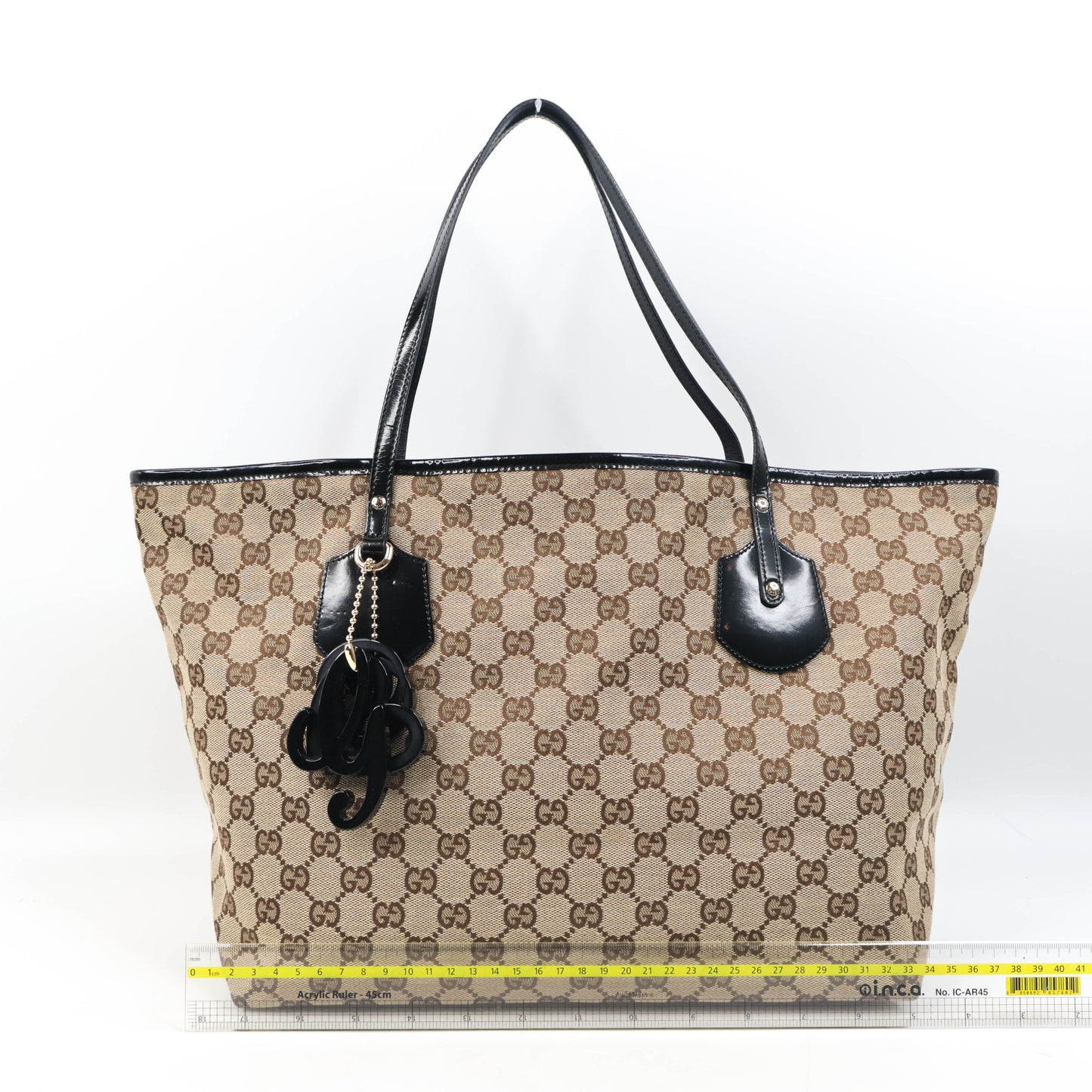 Gucci Tote Bag Canvas Patent Black